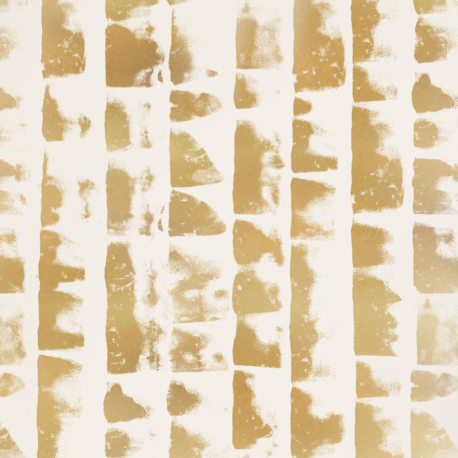 900x900 Shibori Banding Wallpaper, Metallic Gold on Bone White