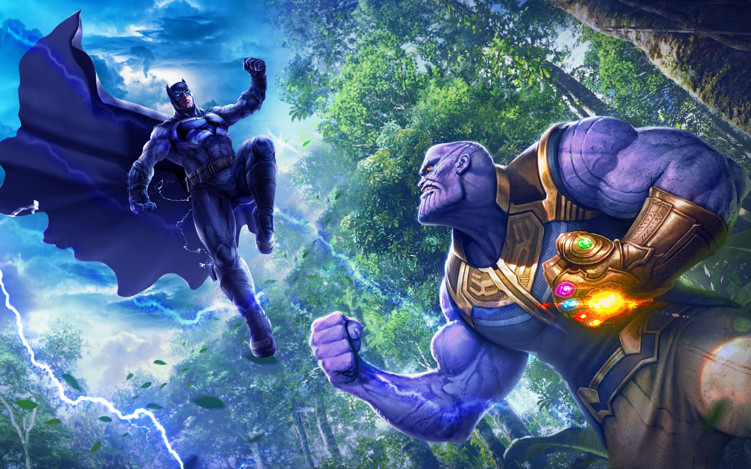 2560x1600 Desktop Wallpaper Batman Vs Thanos, Crossover, Fan Art, HD Image, Picture, Background, B79df1