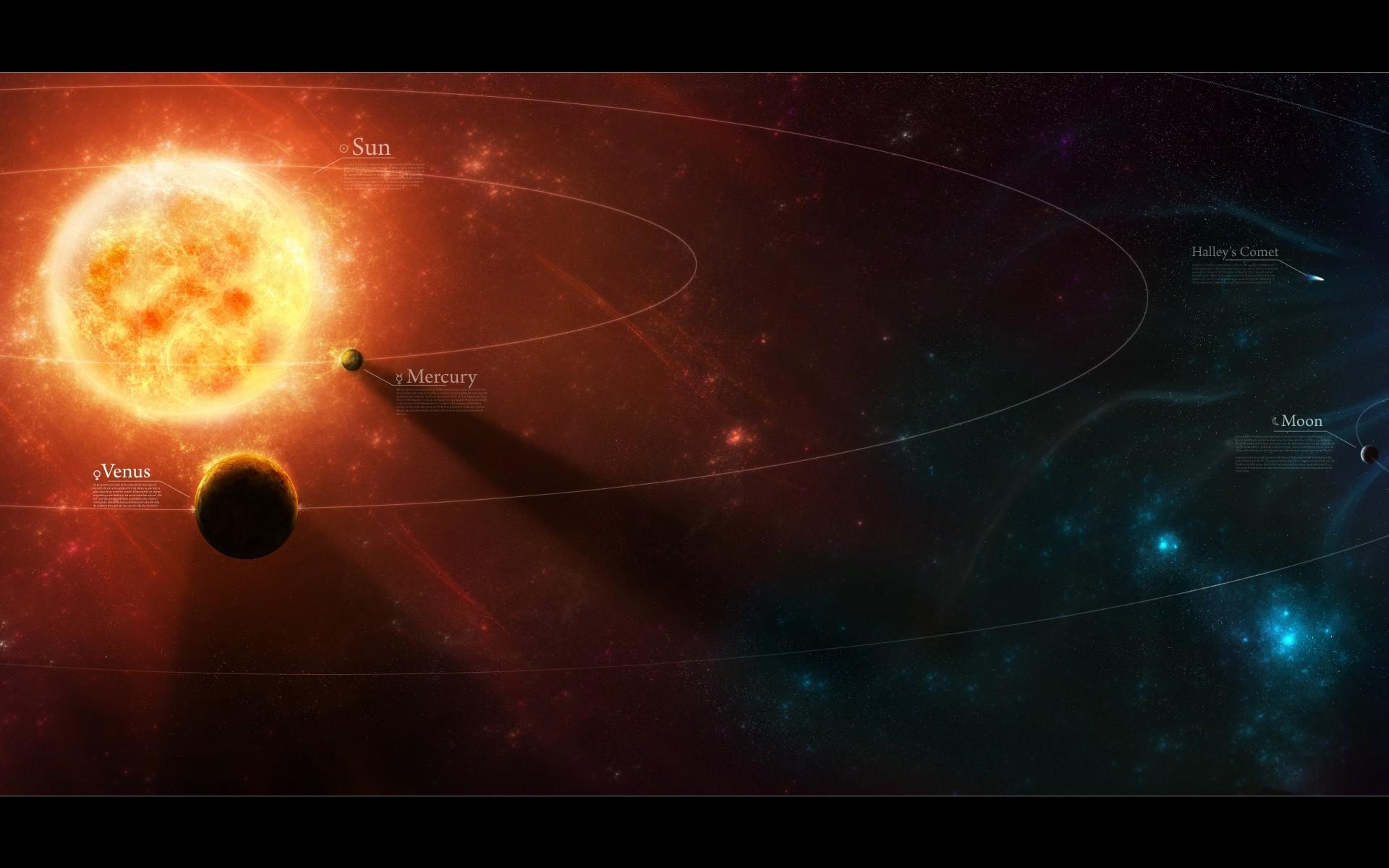 1920x1200 sun outer space stars solar system mars moon satellite neptune mercury digital art venus