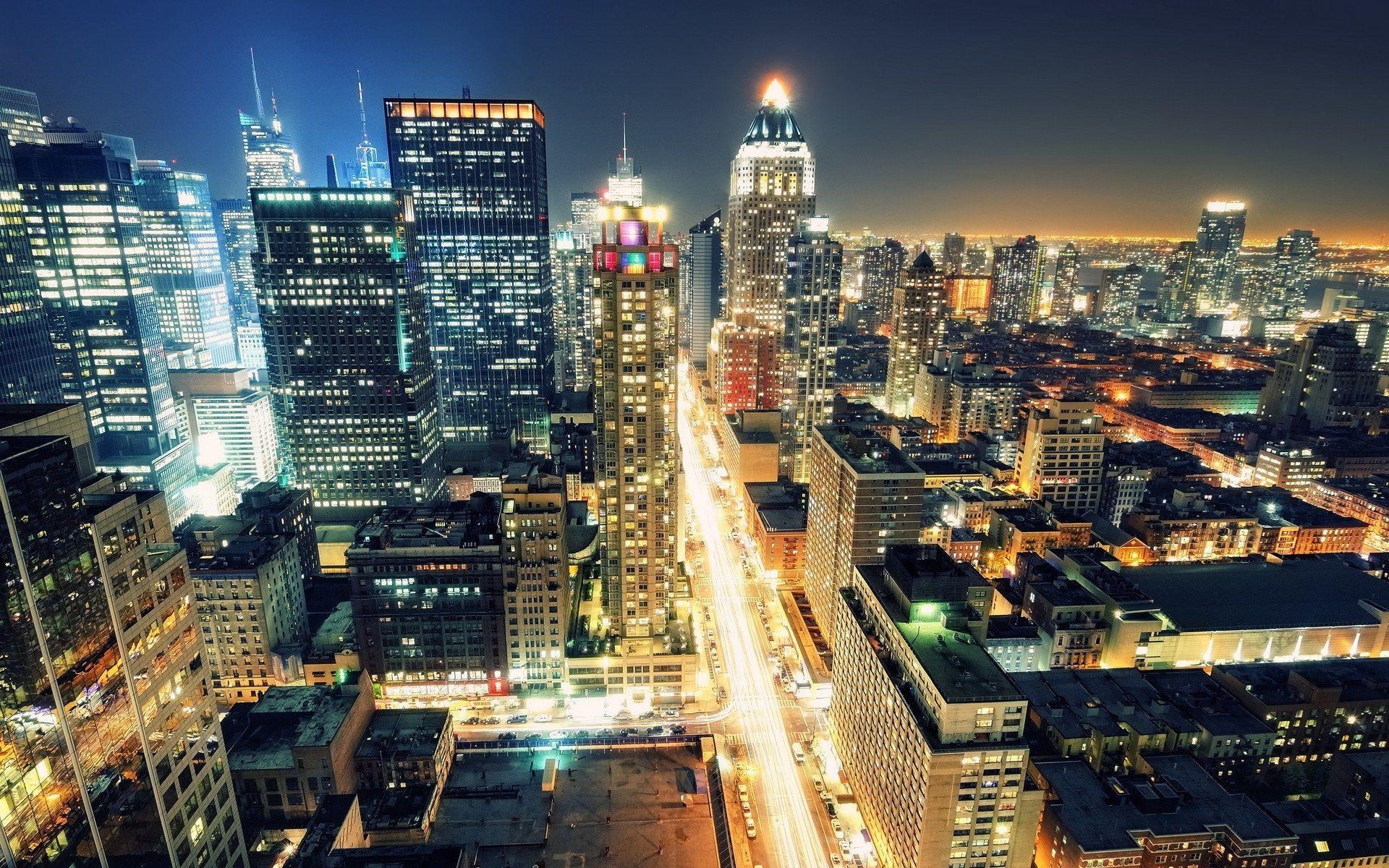1920x1200 Wallpaper manhattan, 8th avenue, New York City, Times Square, Night