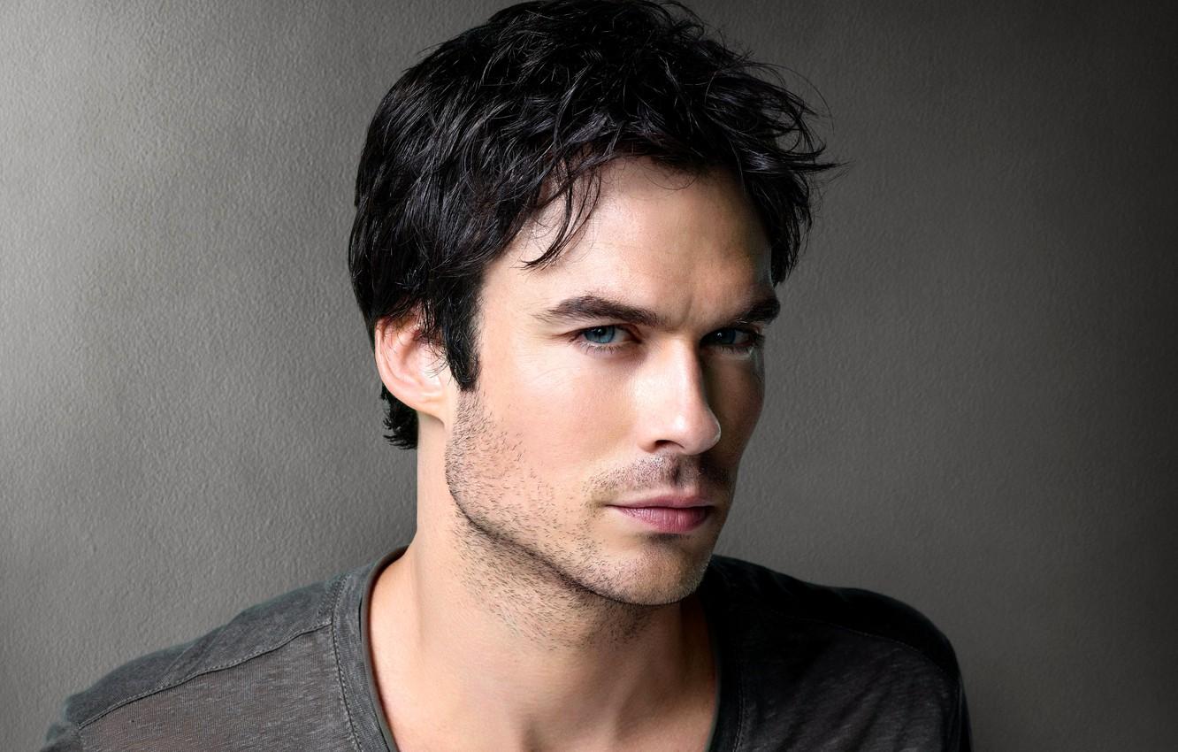 1332x850 Wallpaper grey, background, actor, male, the series, The Vampire Diaries, The vampire diaries, Ian Somerhalder, brunette, Ian Somerhalder, season Damon Salvatore, Damon Salvatore image for desktop, section мужчины