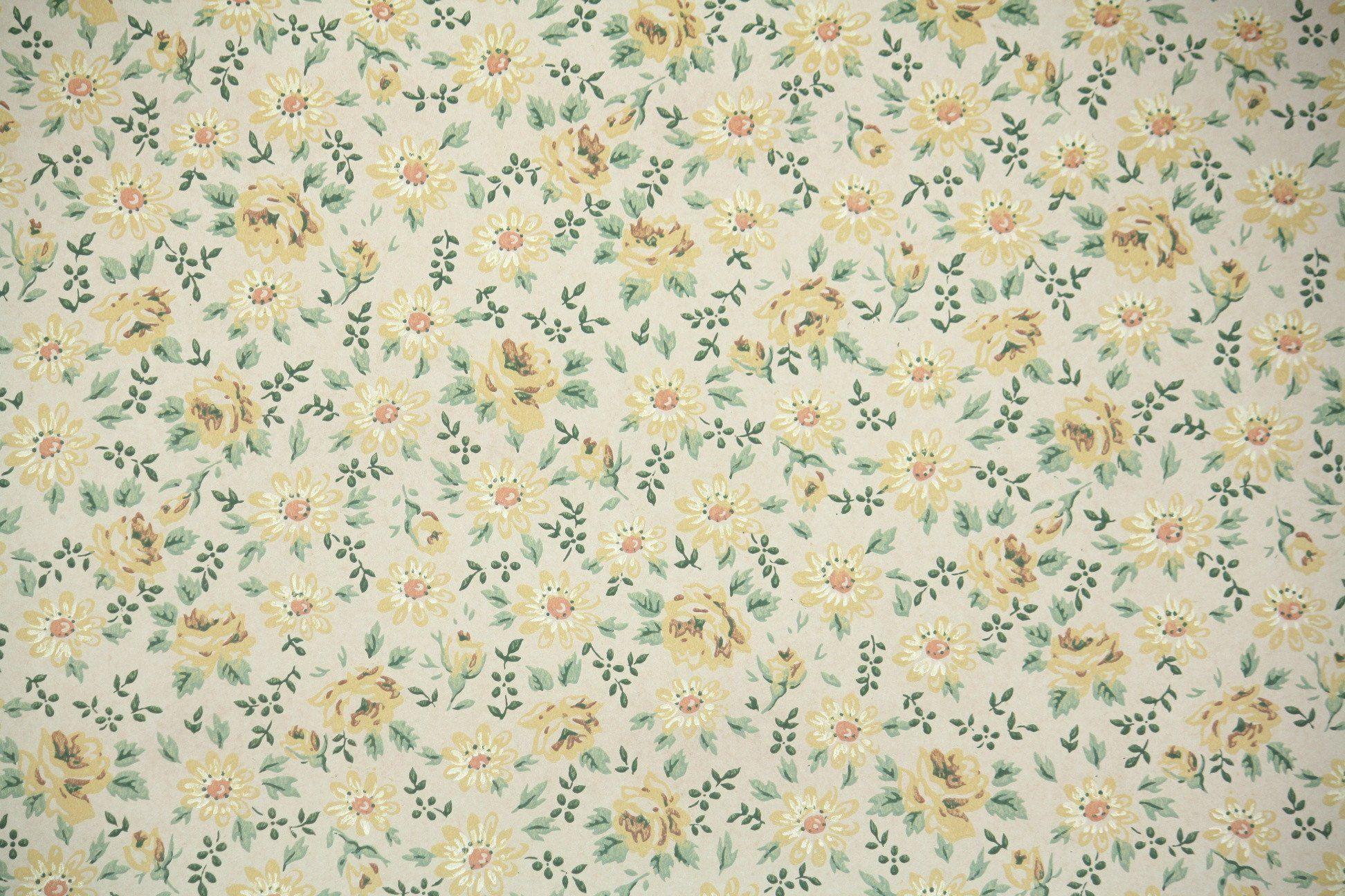 1944x1296 1960s Floral Vintage Wallpaper