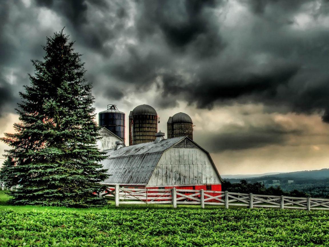 1152x864 Download wallpaper 1152x864 building, village, grass, nature, hdr, rain standard 4:3 HD background