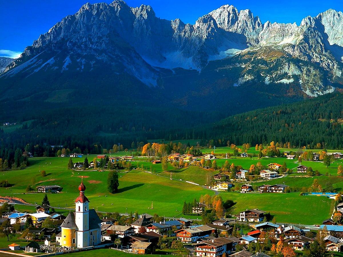 1200x900 Laptop Mountains, Austria, Mountain Village background picture. FREE Download image