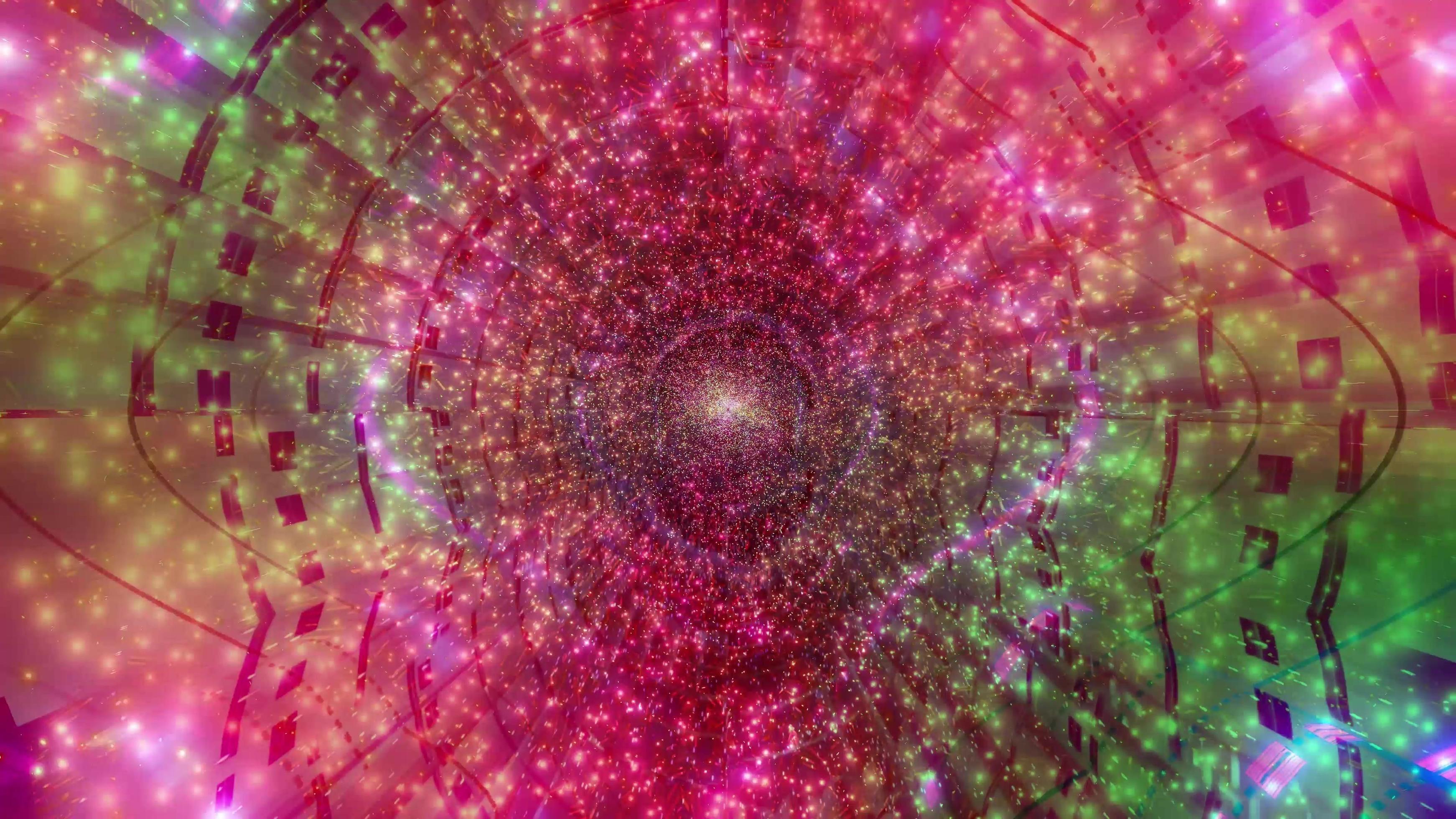 3484x1960 Glowing colorchanging magic fantasy tunnel 3D illustration background wallpaper design artwork