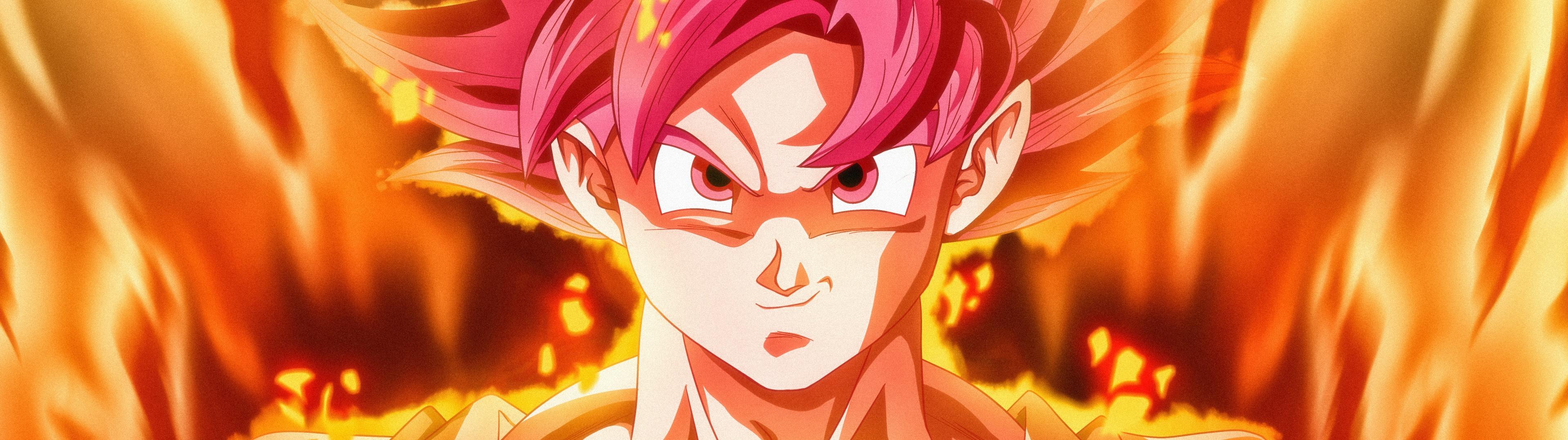 3840x1080 Super Saiyan God Wallpaper 4K, Goku, Dragon Ball Super, 5K