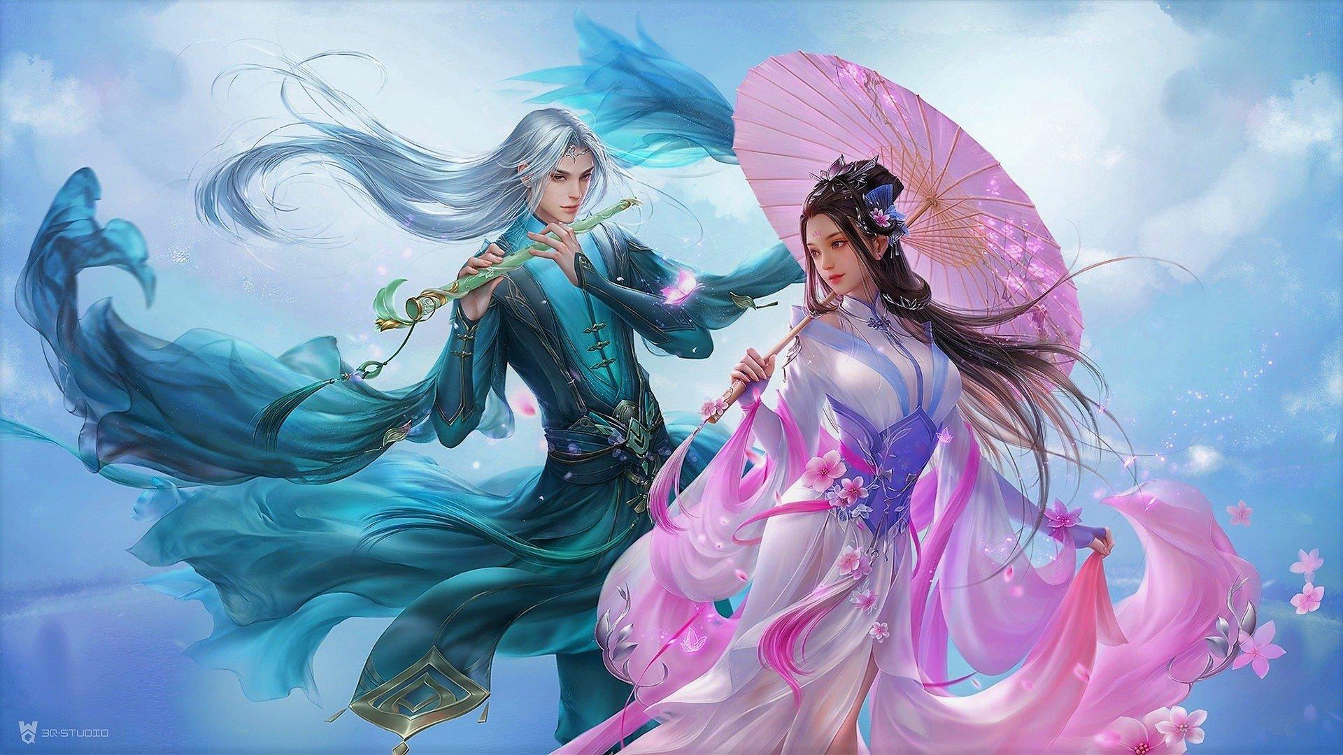 1920x1080 Enchanting Oriental Dance: A Fantasy Blossom of Asian Elegancex1080