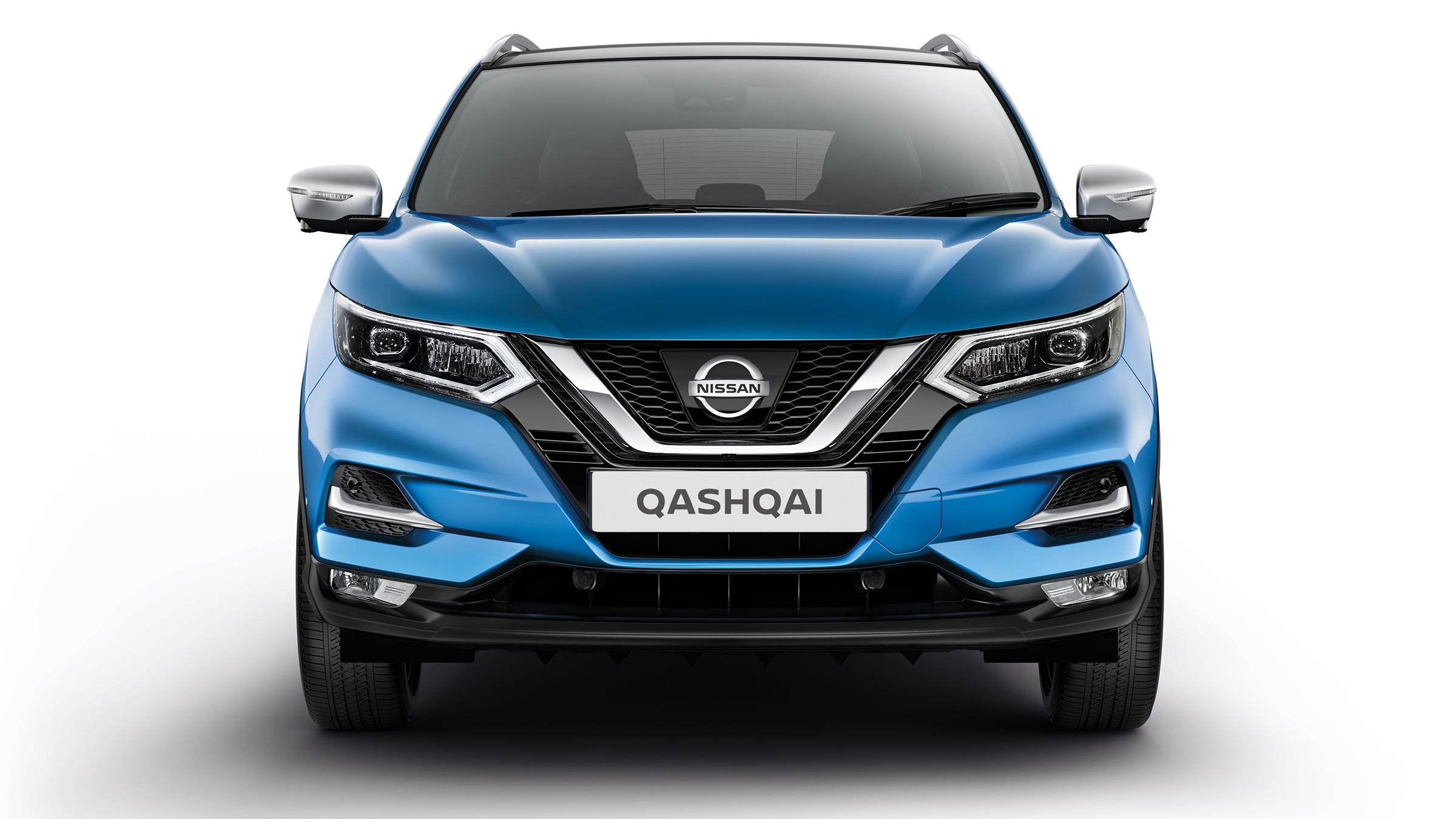 2400x1350 Nissan Qashqai blue color front side white background 4k uhd wallpaper