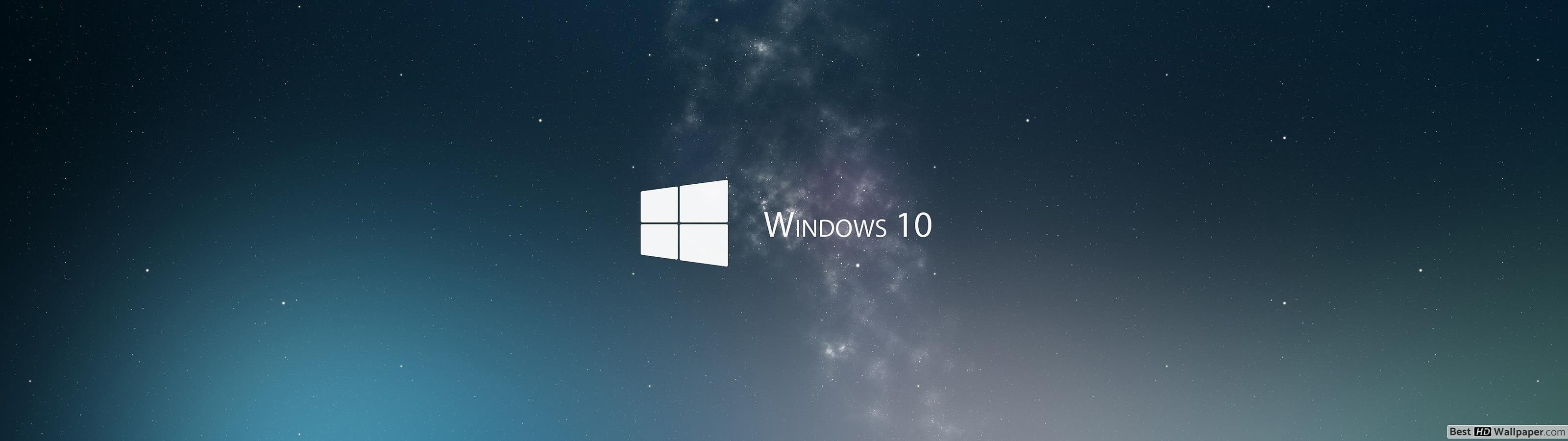 3200x900 Windows 10 over sky HD wallpaper download