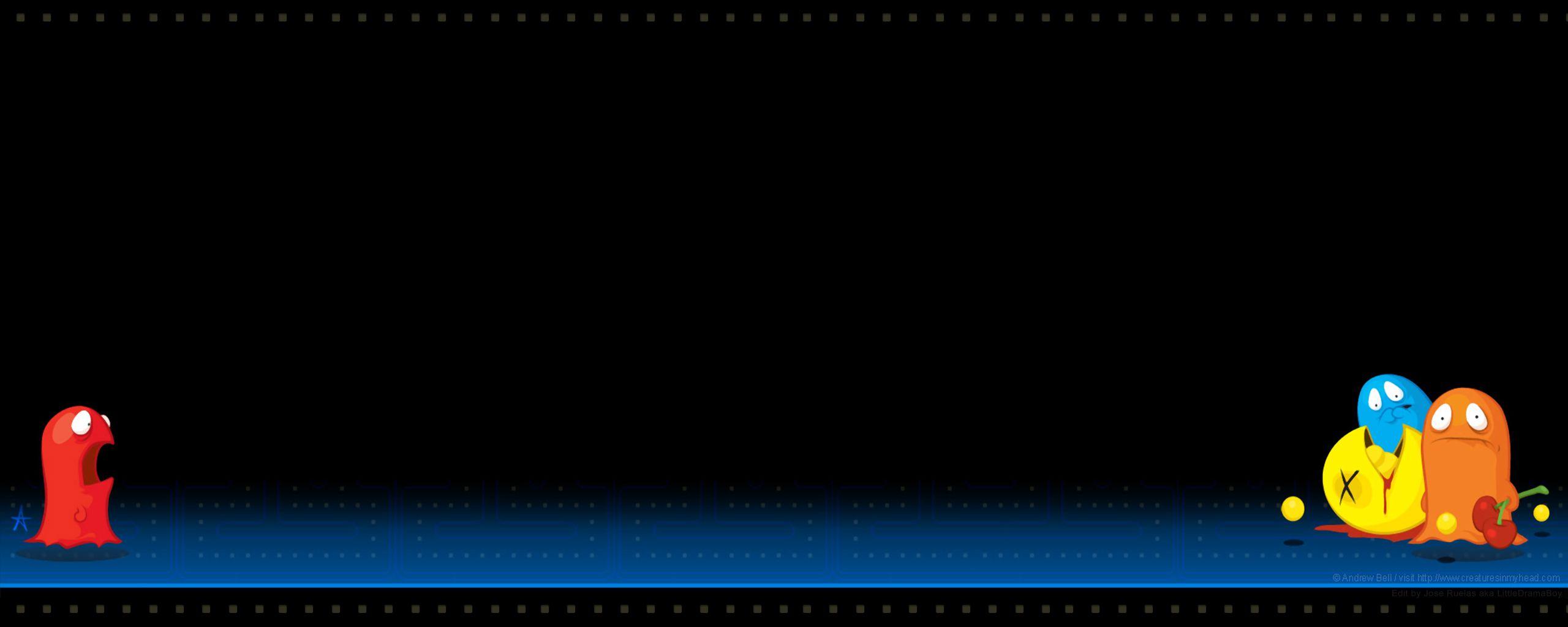 2560x1024 pac man dual background 4. Dual Monitor Wallpaper