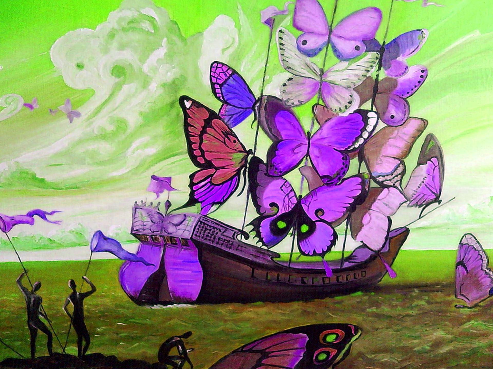 1920x1440 Butterfly Fictions Painting Wallpaper