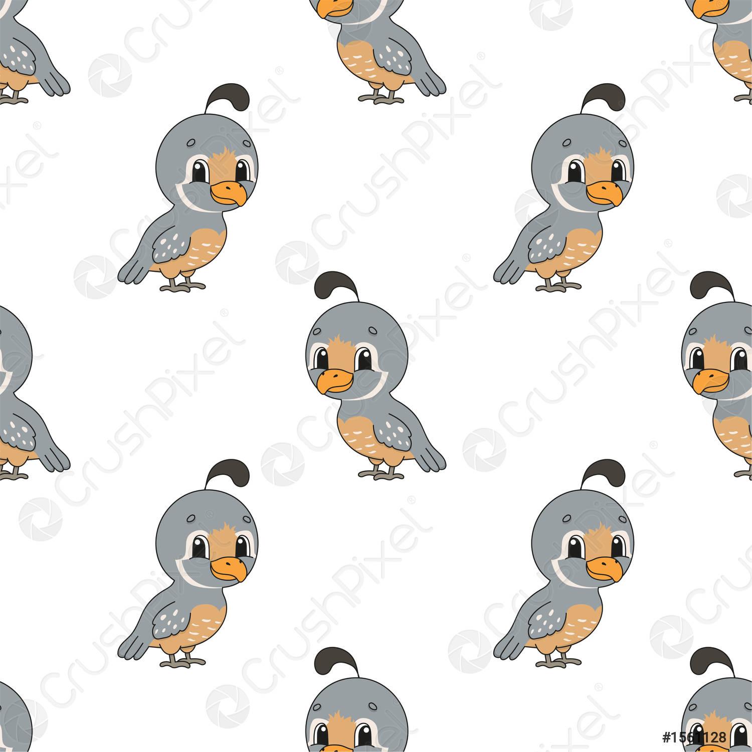 1500x1500 Happy bird Colored seamless pattern with cute cartoon character Simple