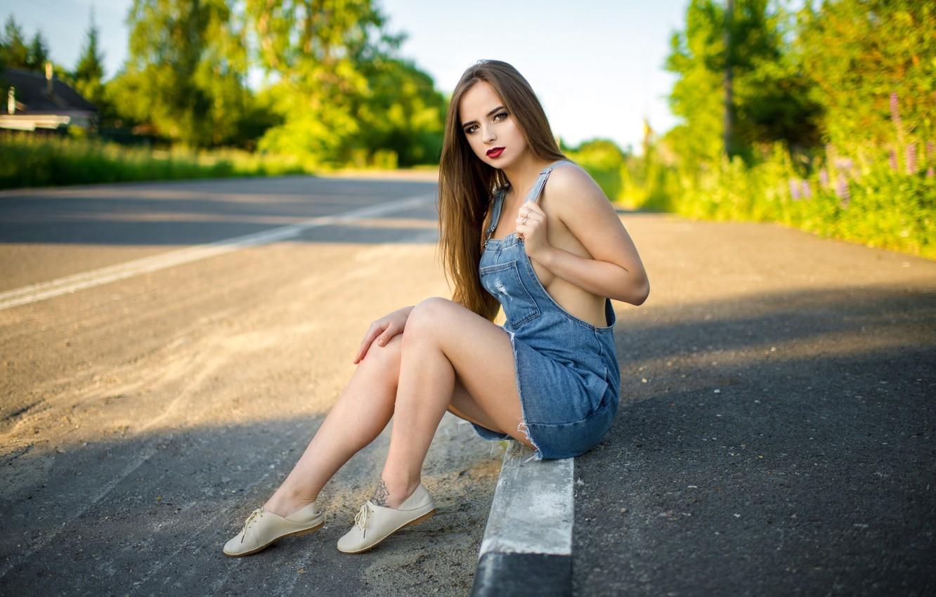 1332x850 Wallpaper Girl, sitting, Maxim Romanov, Sasha Okhotskiy image for desktop, section девушки