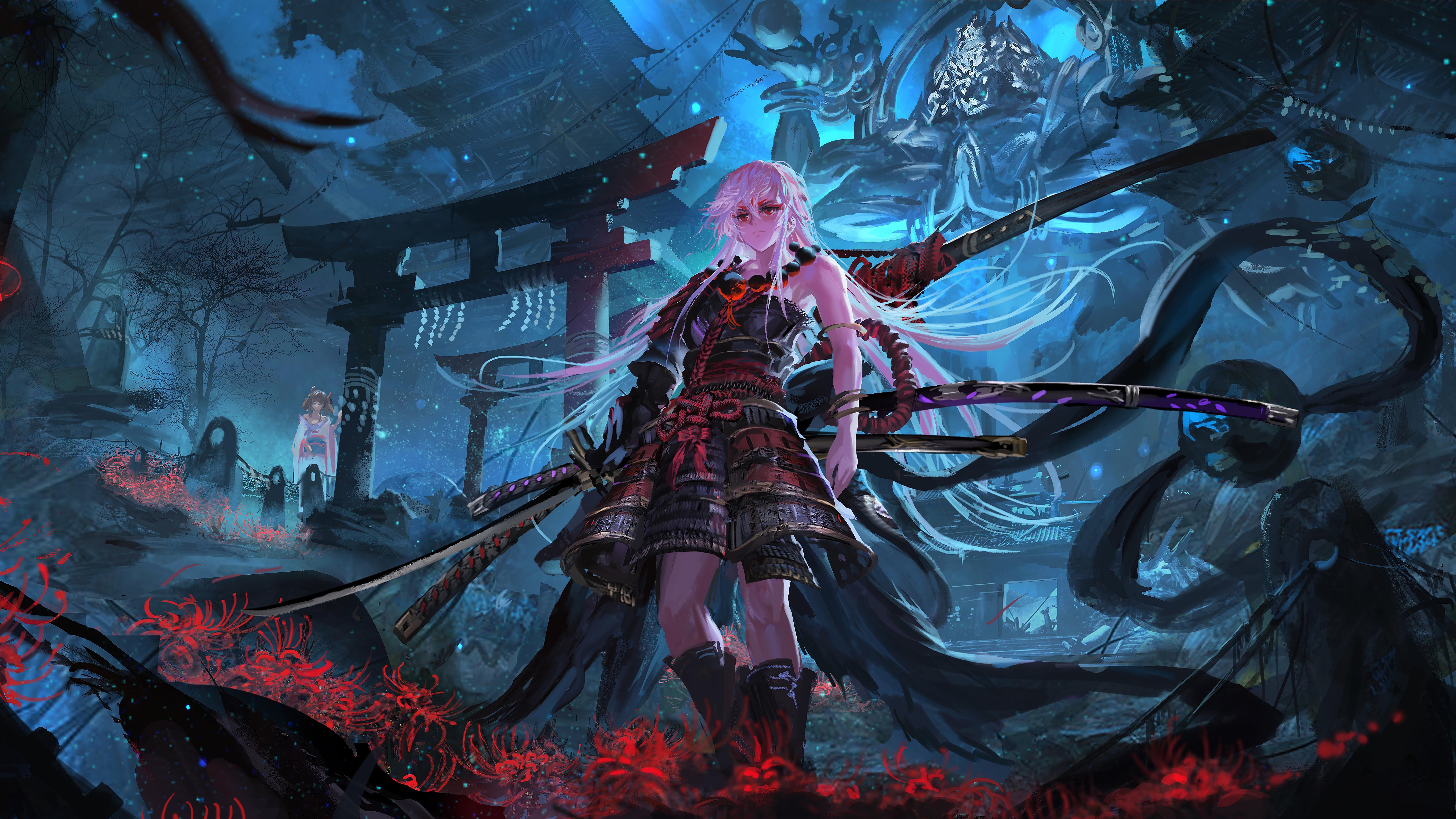 7680x4320 Anime, Samurai, Girl, Katana, Fantasy, 8K wallpaper. Mocah HD Wallpaper