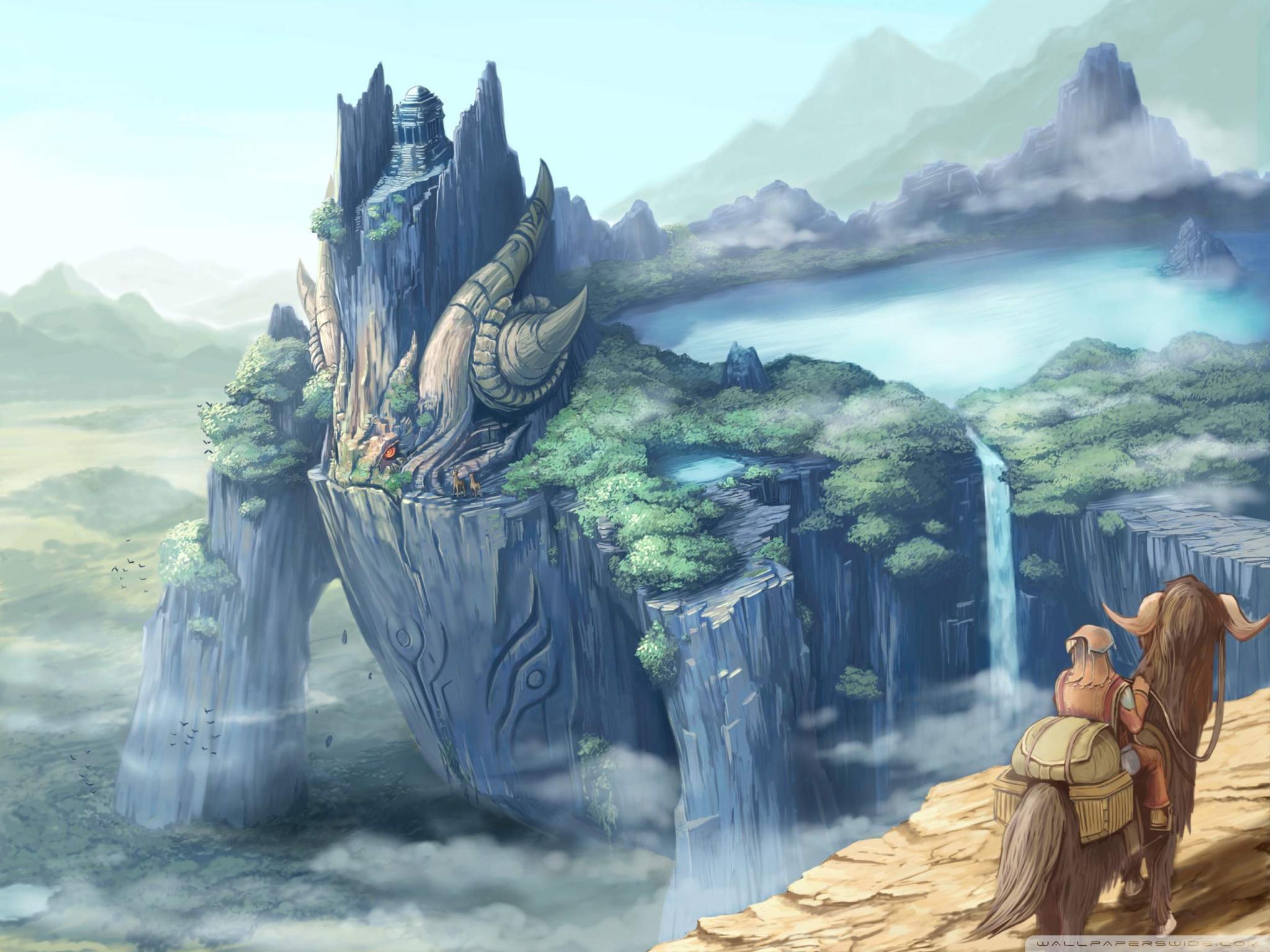 2048x1536 Dragon Castle Fantasy Art Ultra HD Desktop Background Wallpaper for : Multi Display, Dual Monitor : Tablet