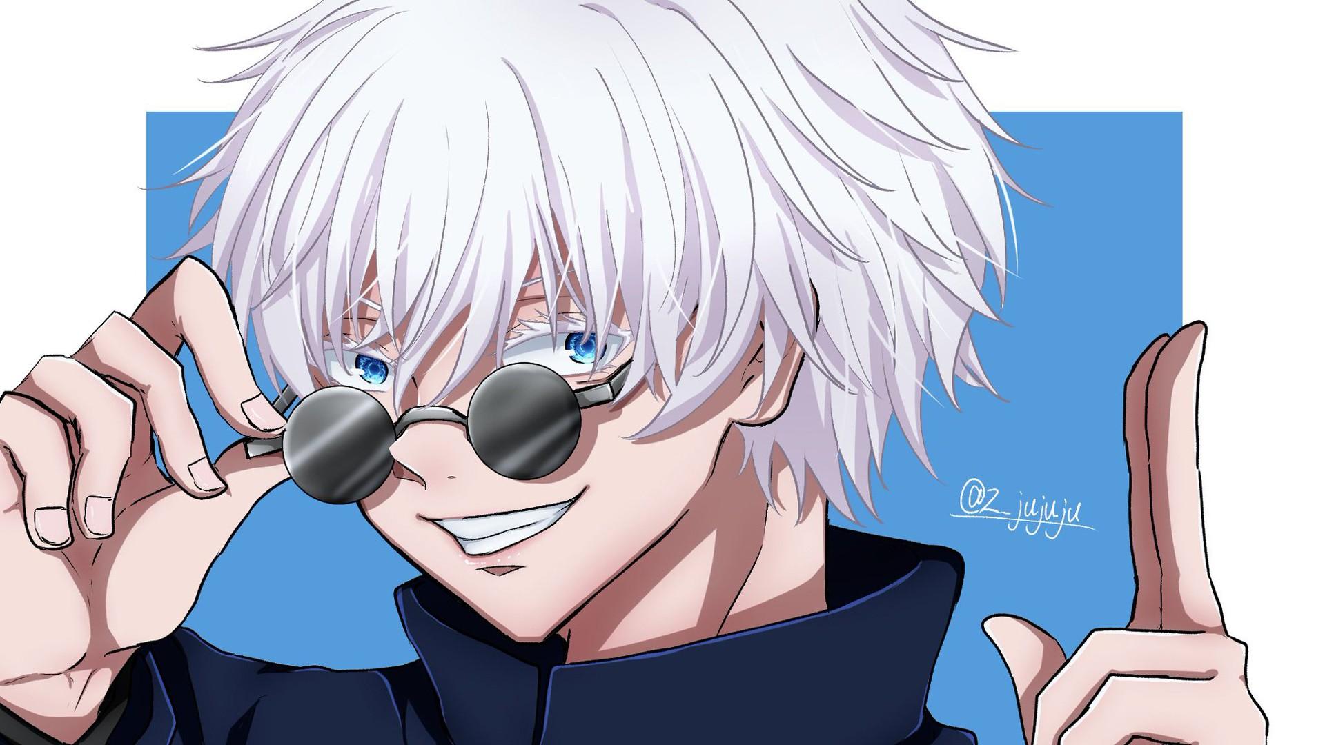 1920x1080 Blue Eyes Boy Glasses Jujutsu Kaisen Satoru Gojo School Uniform White Hair HD Jujutsu Kaisen Wallpaper