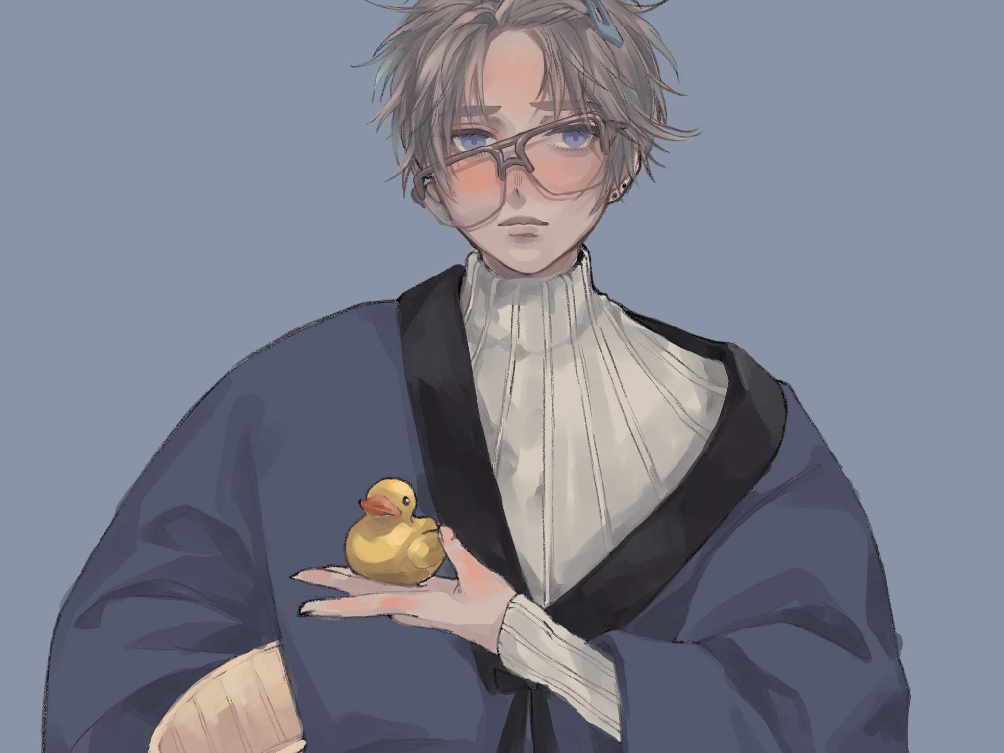 2048x1536 Download 2048x1536 Anime Boy, Glasses, Messy Hair, Hairpin, Blushes Wallpaper for Ainol Novo 9 Spark