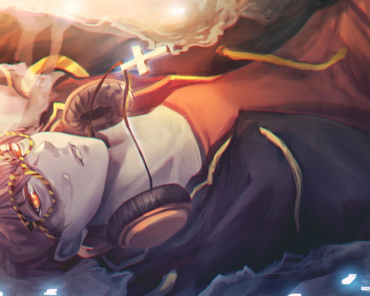 1280x1024 Wallpaper Choi Saeyoung, Headphones, Mystic Messenger, Anime Boy, Lying Down, Glasses:3508x2000
