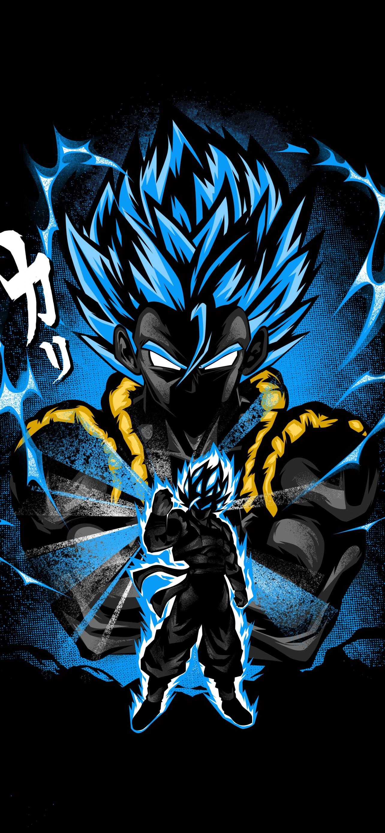 1284x2778 Goku Wallpaper 4K, Fusion Attack, Dragon Ball Z, Anime Series, Black Dark
