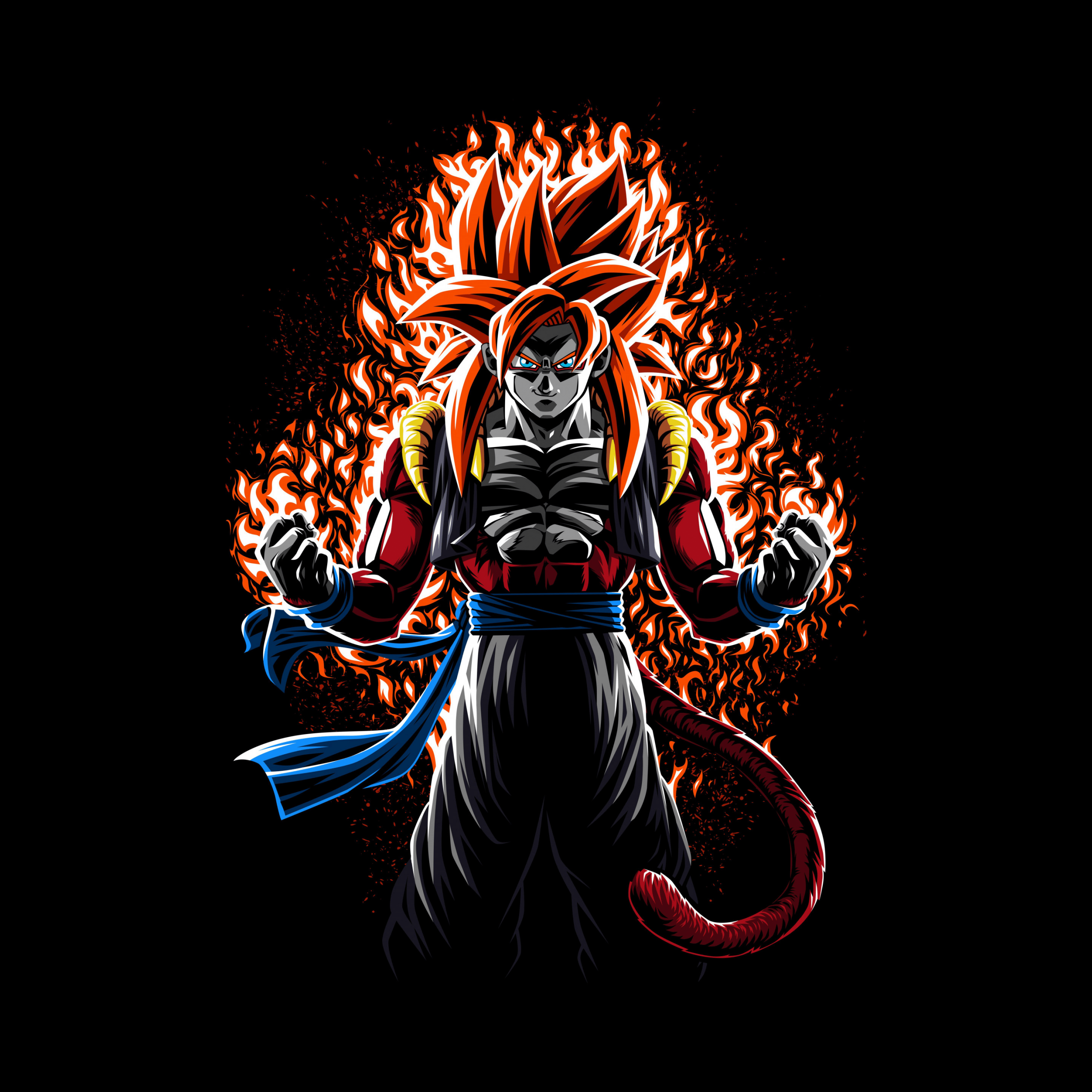 2560x2560 Goku Wallpaper 4K, Super Saiyan 4 Fusion, SSJ4 Fusion, AMOLED, Anime