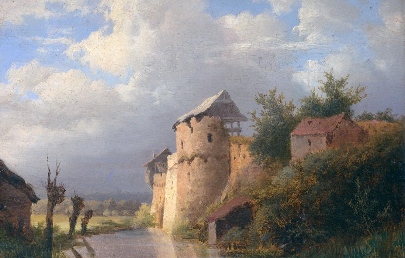 1332x850 Wallpaper landscape, oil, picture, Louwrens Hanedoes, Lourens Ganados, The Old Castle image for desktop, section живопись