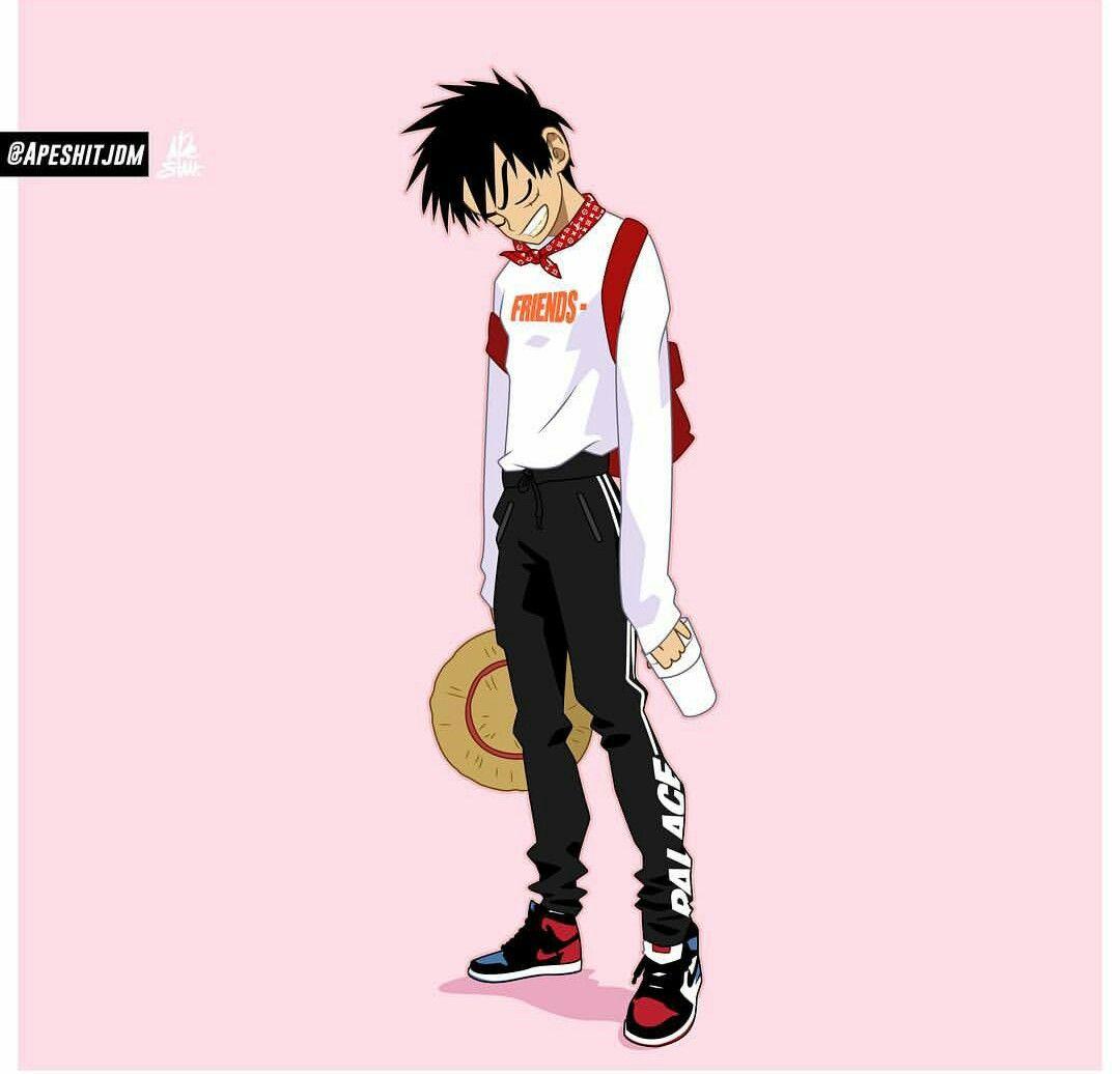 1080x1036 Superb Wallpaper Anime Characters Wearing Supreme Picture
