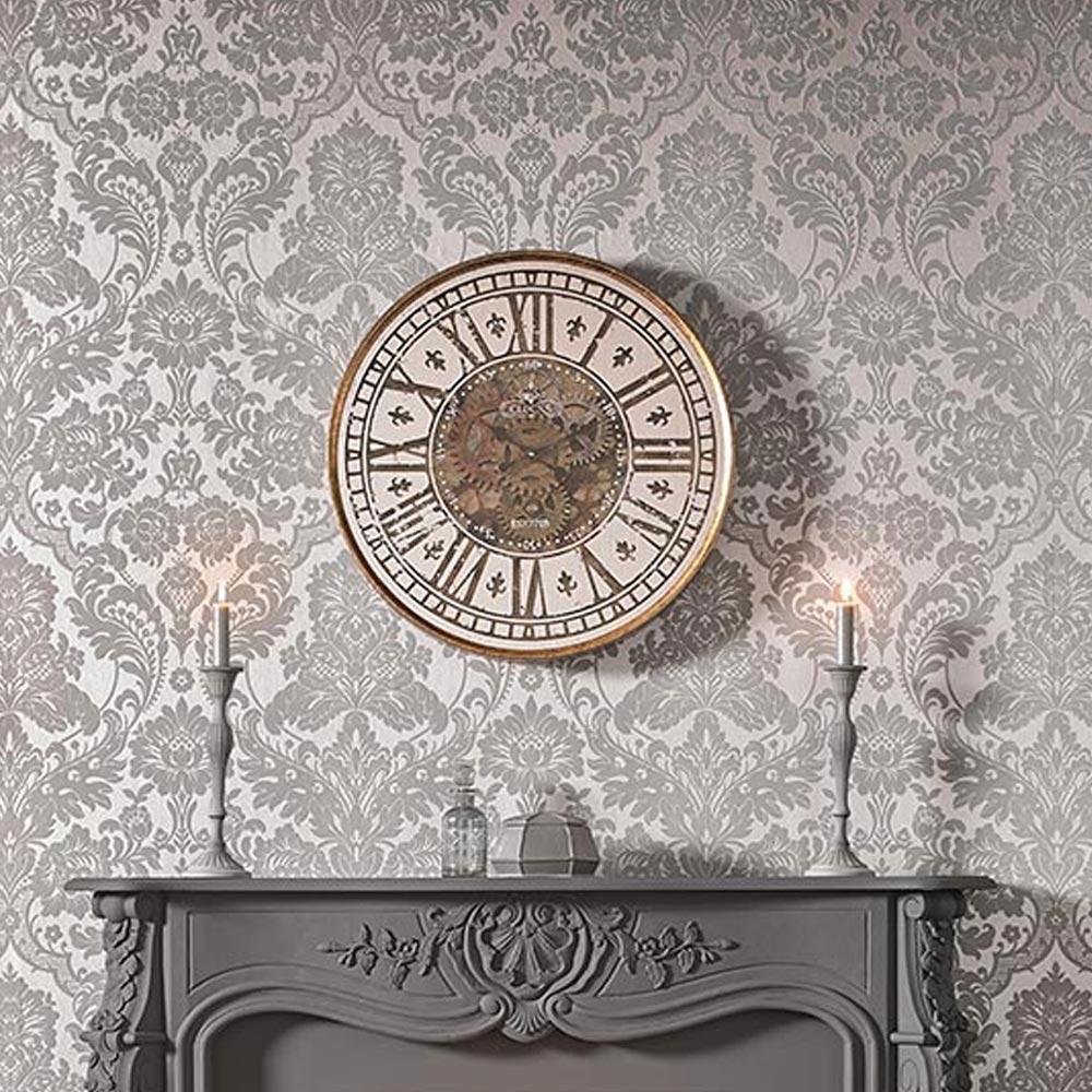 1000x1000 Gothic Damask Flock Wallpaper in Grey and Silver from the Exclusives C