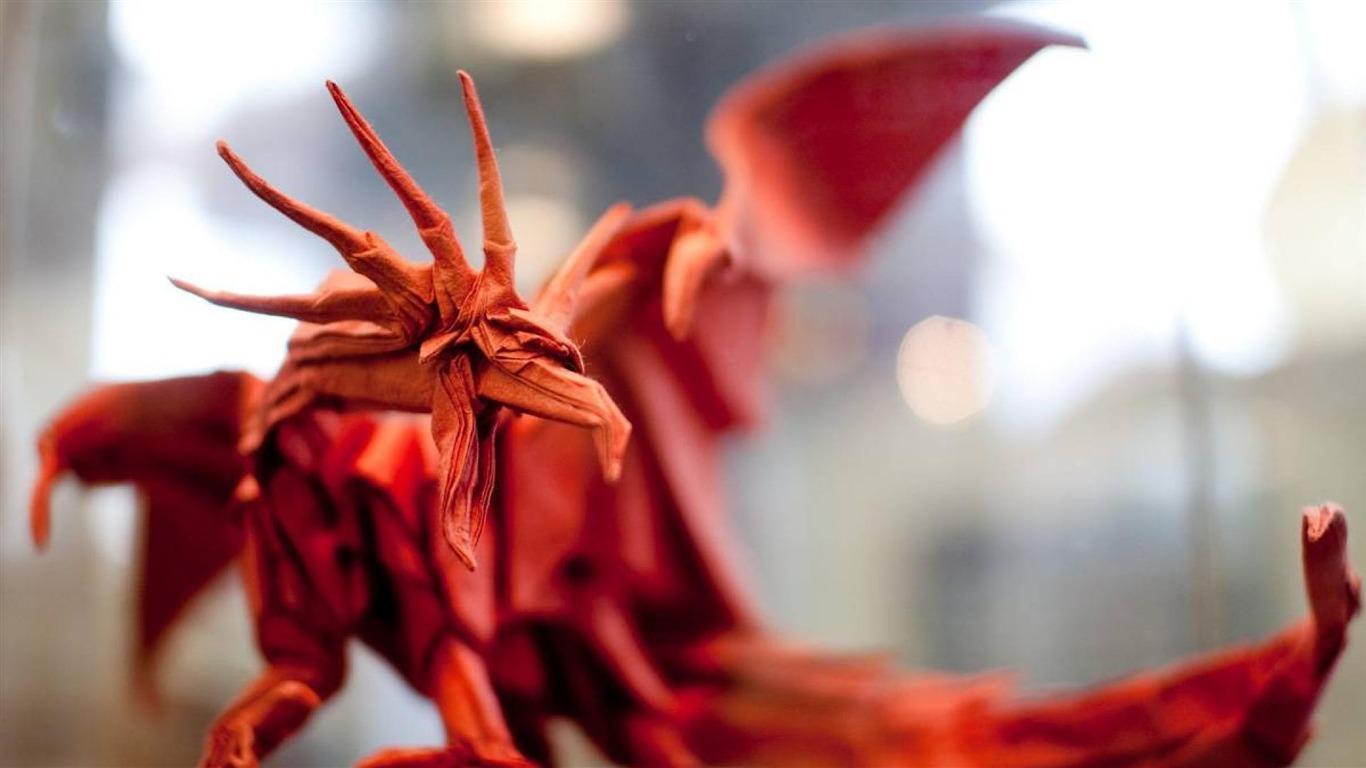 1366x768 Cool Dragon Origami High Quality HD Wallpaper