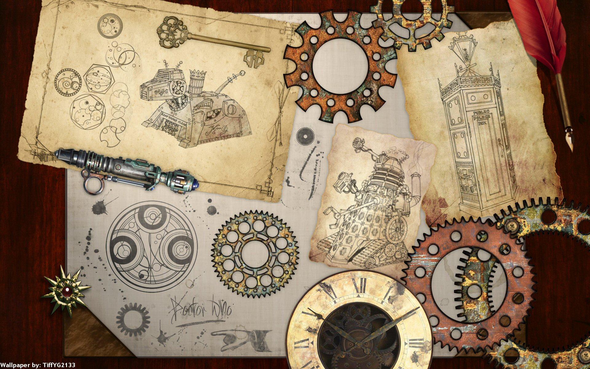 1920x1200 Steampunk mechanical maps clock watch gears wallpaperx1200