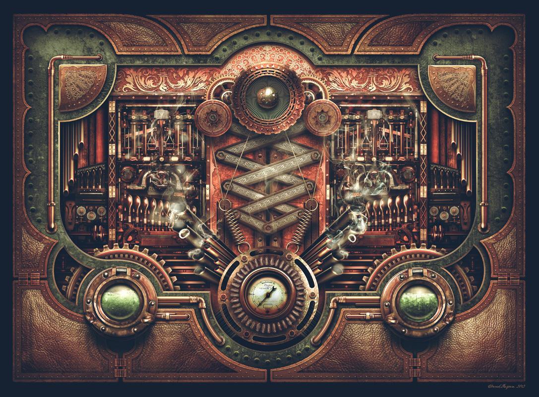 1087x800 Steampunk Motherboard wall mural designed