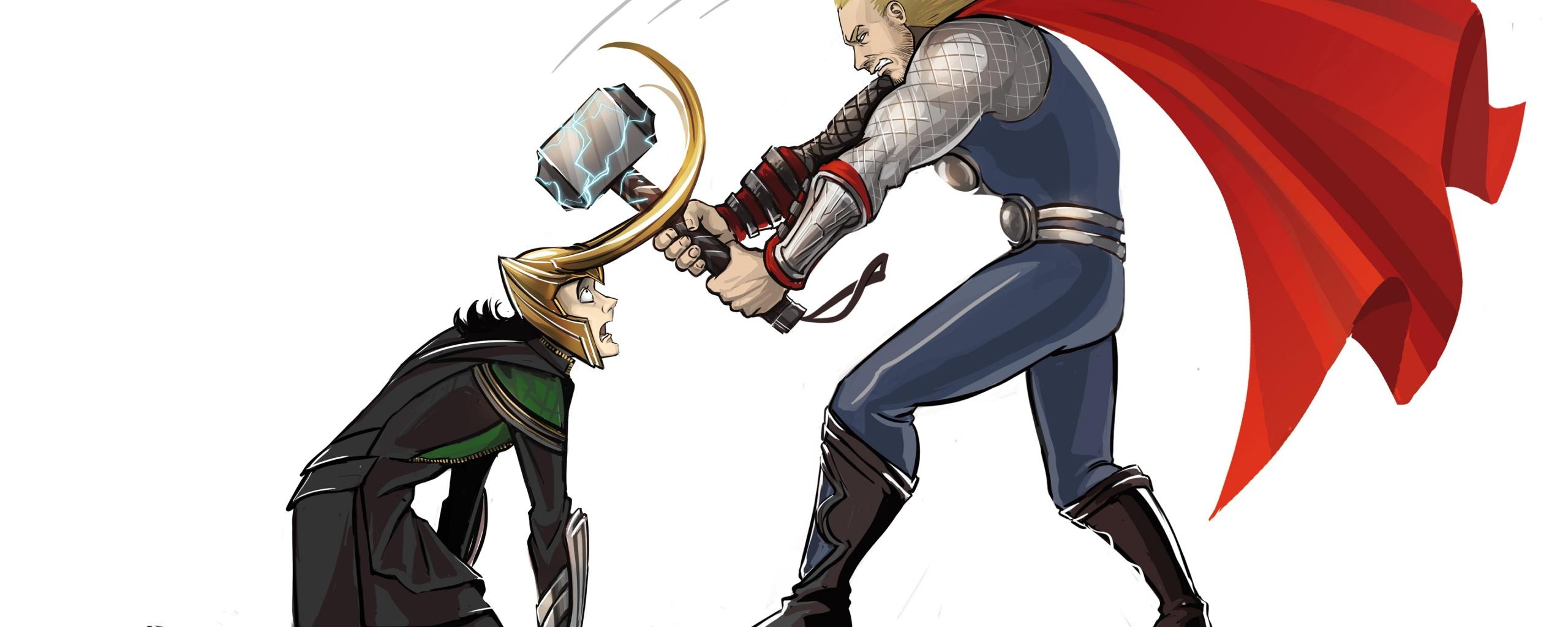 2560x1024 Wallpaper 4k Thor Vs Loki Wallpaper