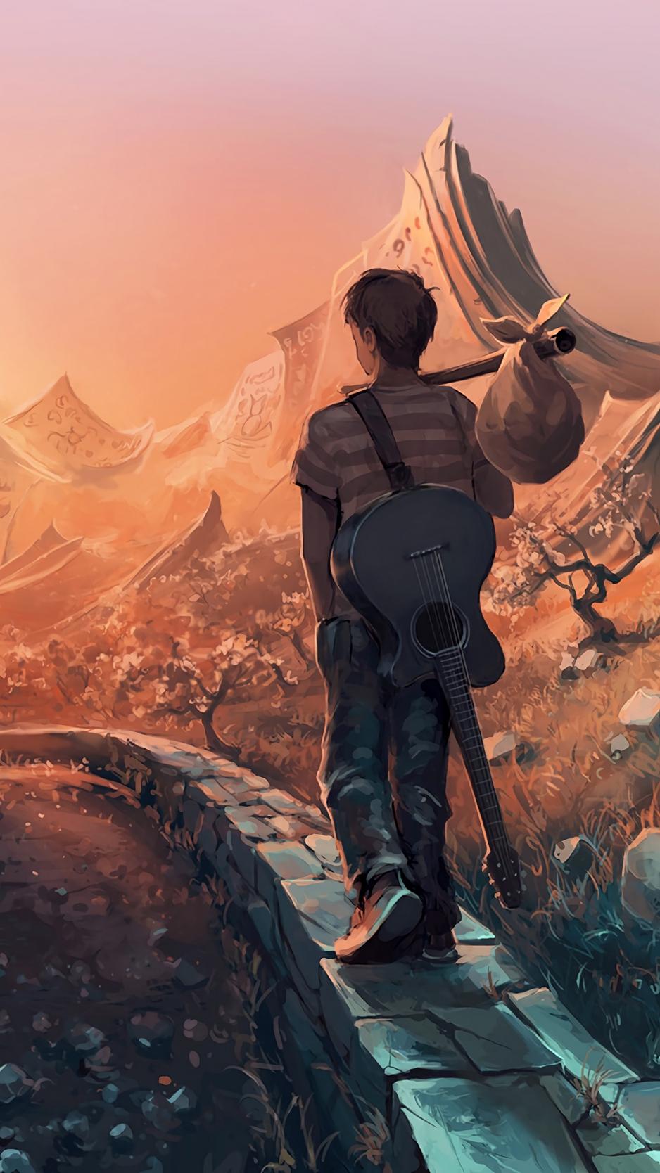 938x1668 12++ Anime Guitar iPhone Wallpaper