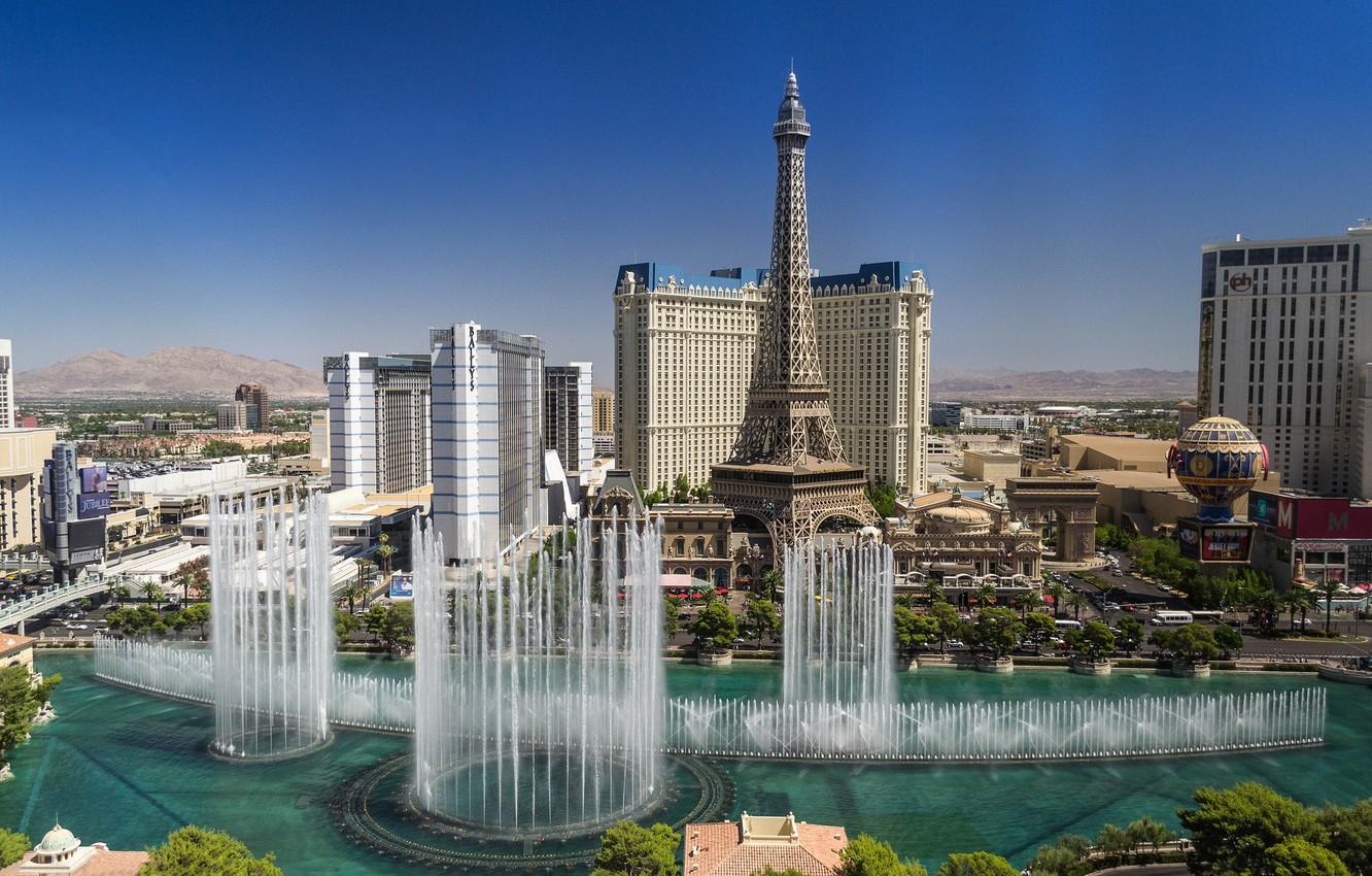 1332x850 Wallpaper Las Vegas, USA, Nevada, fountains, Las Vegas, Nevada, The Strip image for desktop, section город