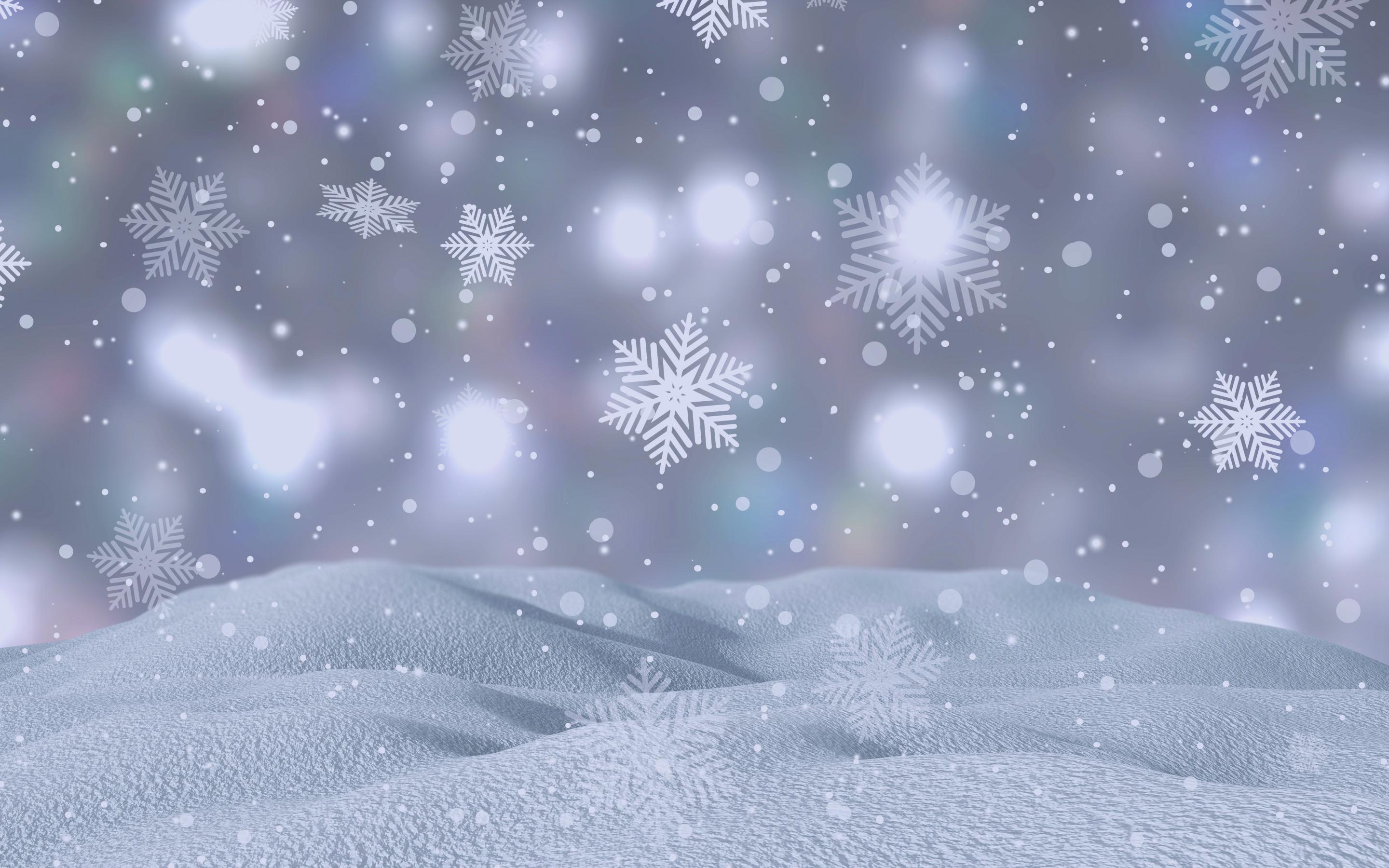 2880x1800 Download wallpaper white winter background, snowflakes, snow, blur, background with snowflakes, winter texture for desktop with resolution 2880x1800. High Quality HD picture wallpaper