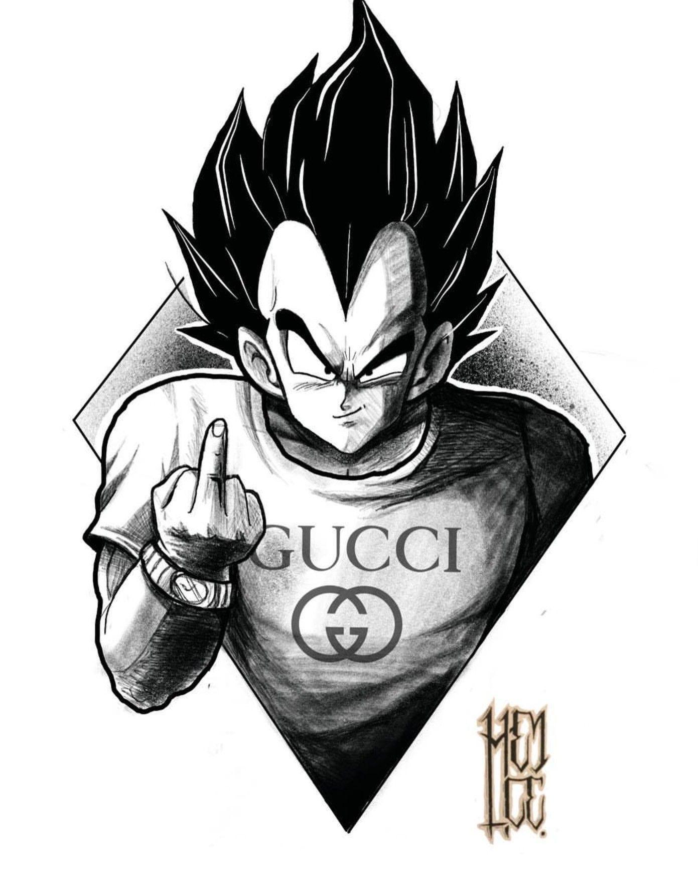 1391x1769 Vegeta Gucci Wallpaper