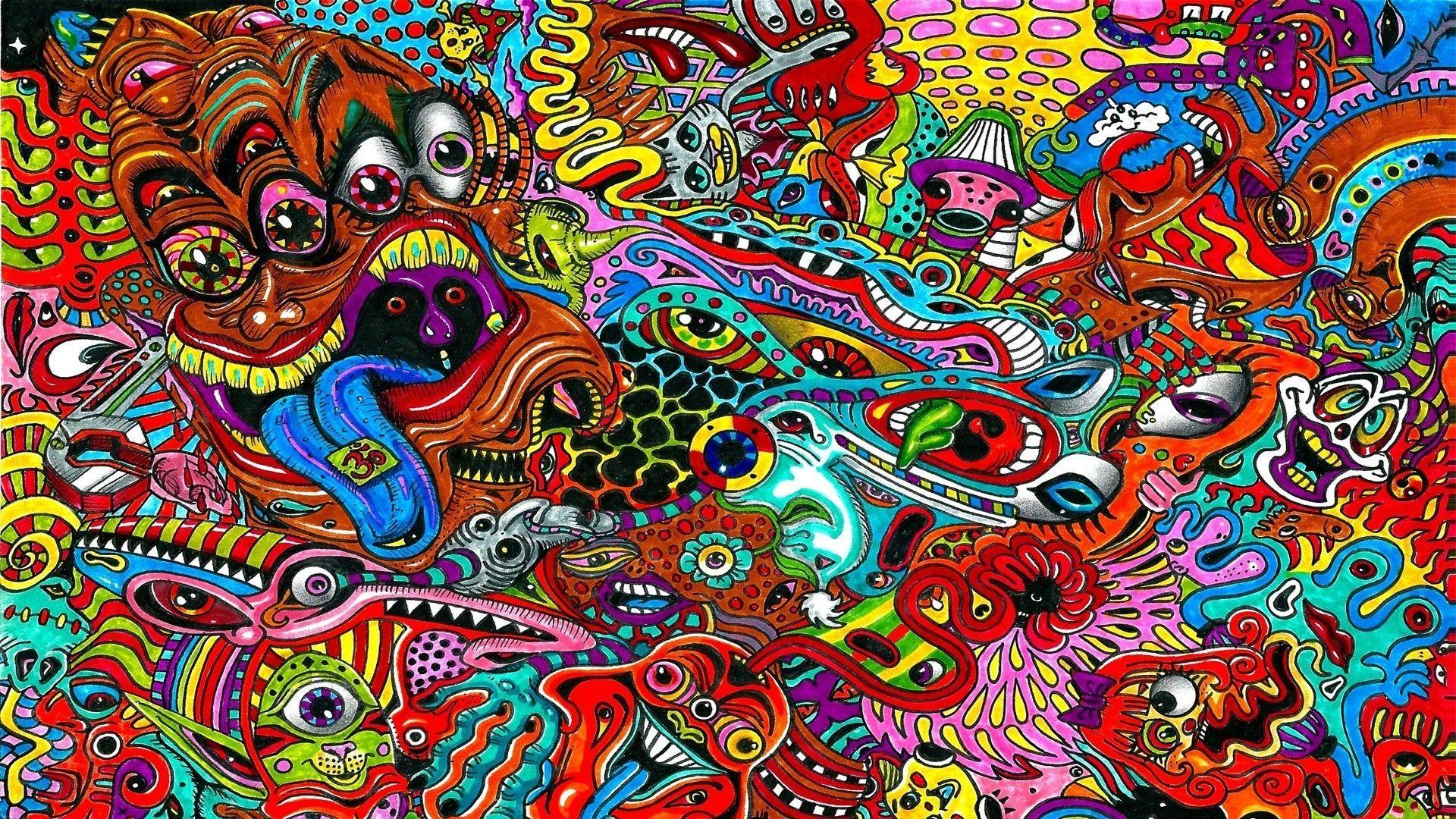 1920x1080 Wallpaper drawing, surreal, colorful, psychedelic. .000