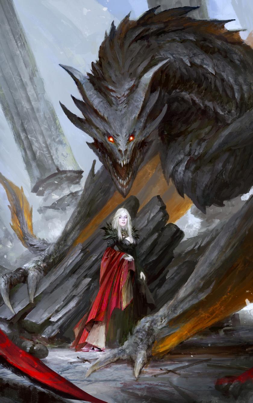 840x1336 Download Queen and dragon, Game of Thrones, TV show, art wallpaper, 840x iPhone iPhone 5S, iPhone 5C, iPod Touch