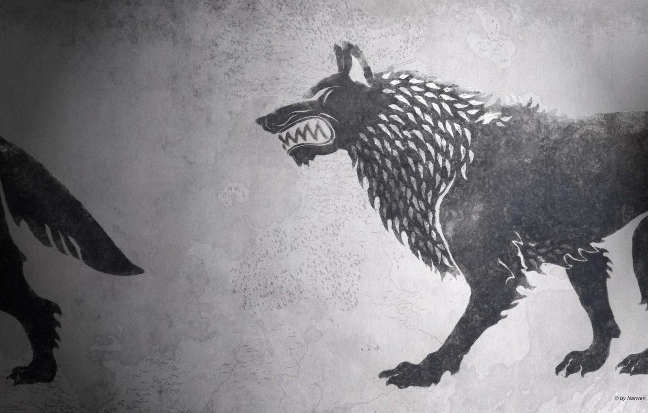 1332x850 Wallpaper game of thrones, a song of ice and fire, fan art, House Stark, HBO, darewolf image for desktop, section минимализм