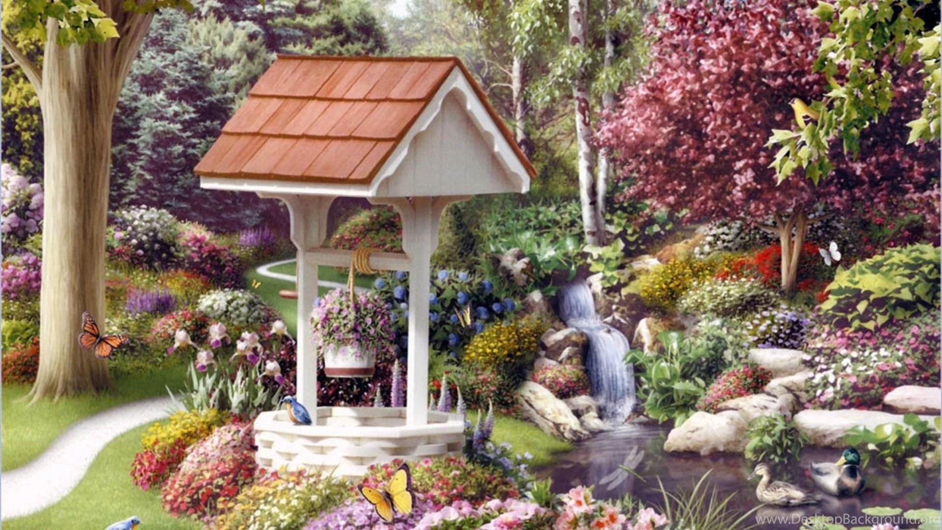 1920x1080 Beautiful Garden Wallpaper Desktop Wallpaper WallDevil Best. Desktop Background