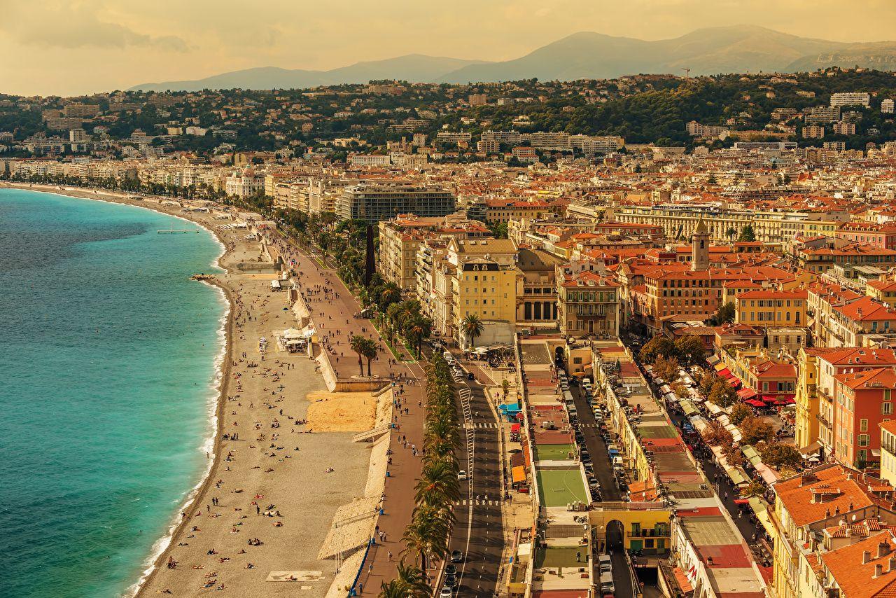1280x854 Wallpaper France Nice Beach Coast Cities Houses