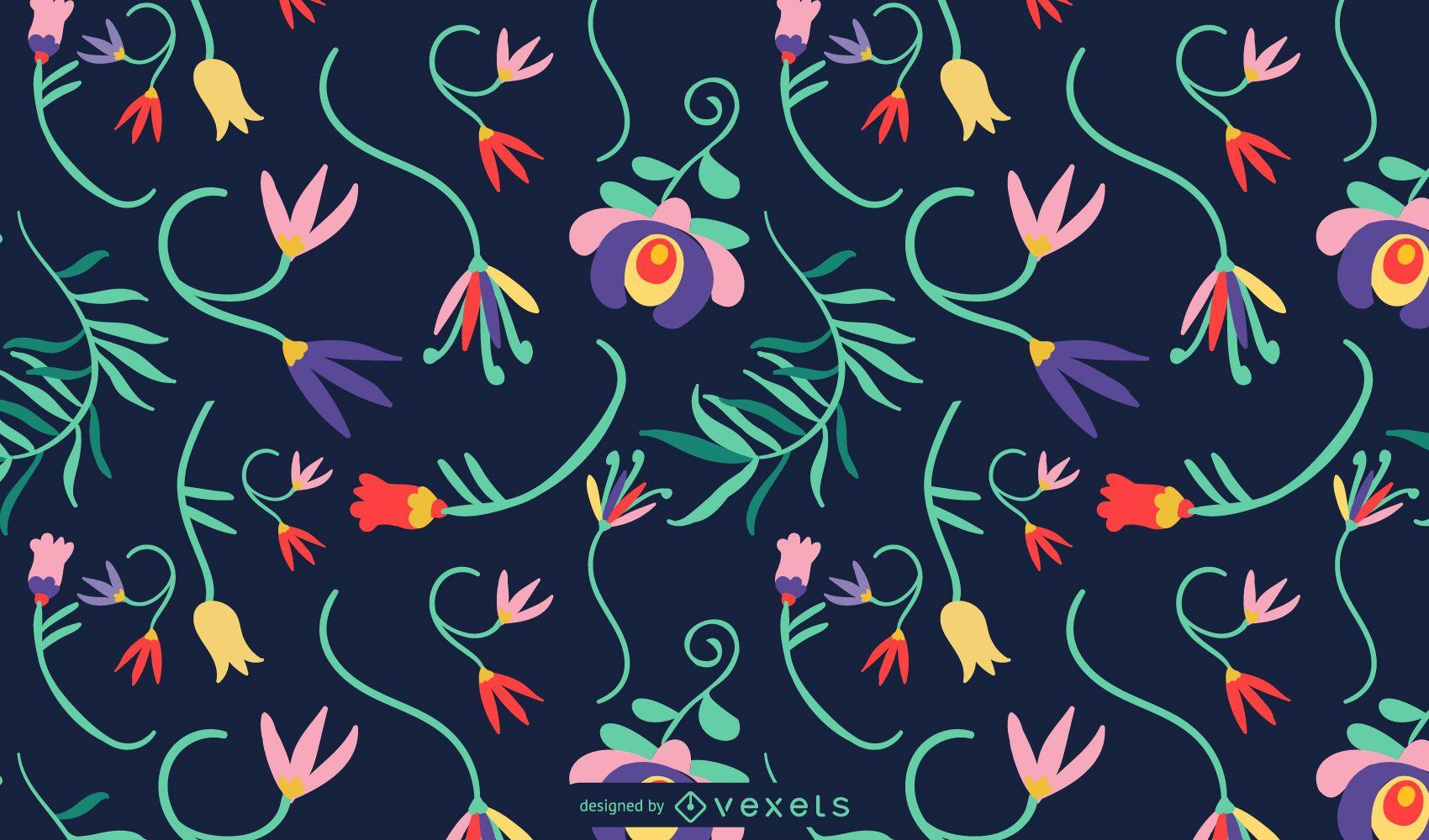 1700x1000 Mexican Flowers Pattern Design Vector Download