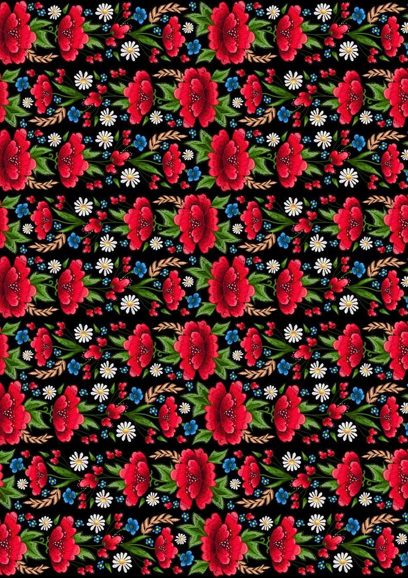 794x1125 Red Flowers Pattern HTV 5 de Mayo Mexico Transfer Vin