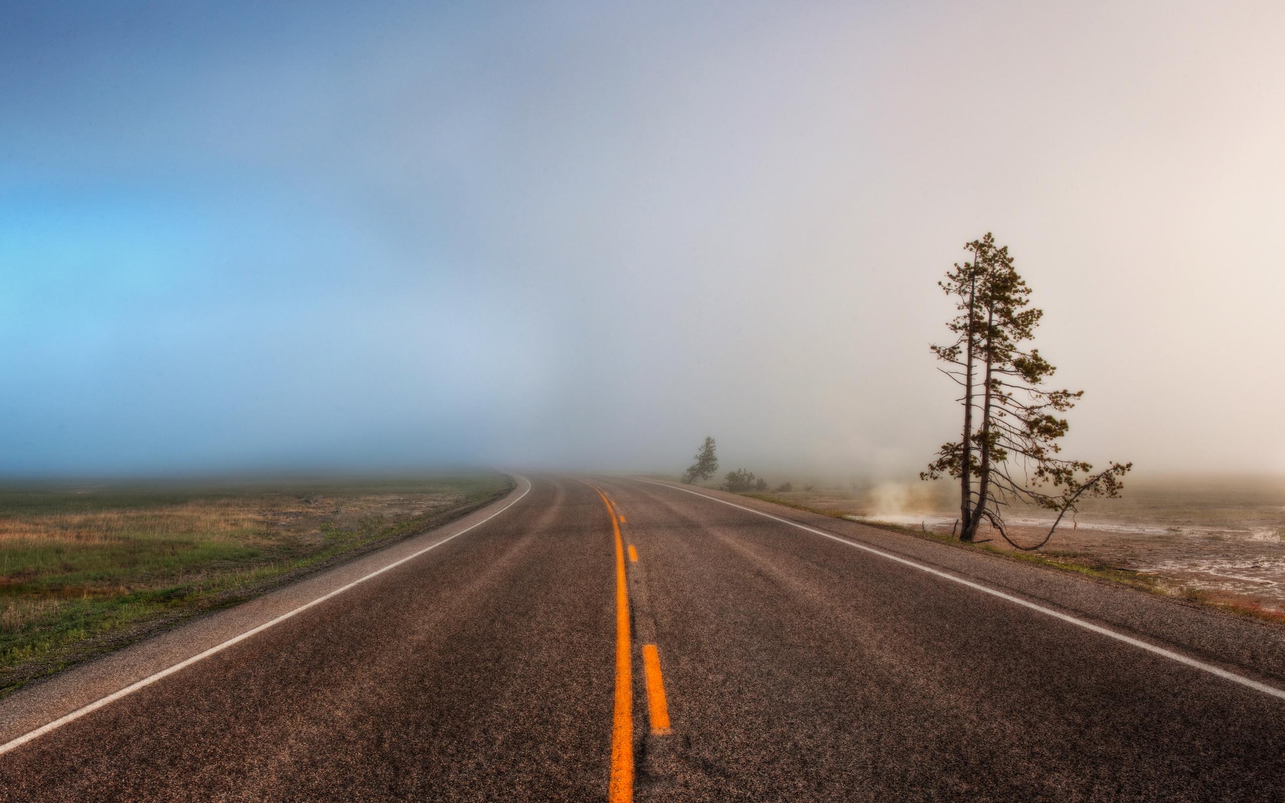 2560x1600 Foggy Road wallpaper. Foggy Road