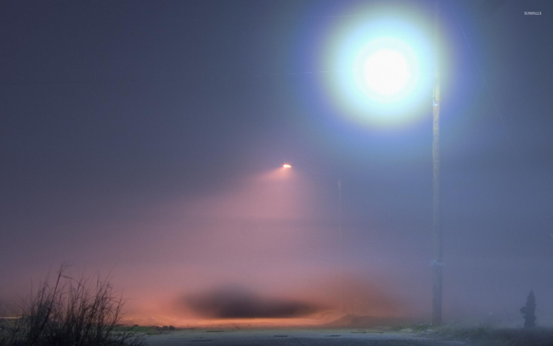 1920x1200 Street light above the foggy path wallpaper wallpaper