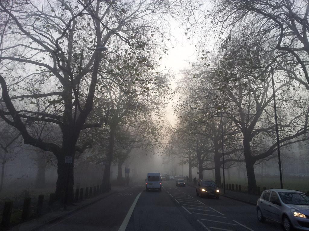 1024x768 London Foggy day .On a cold foggy morning. London Hackney