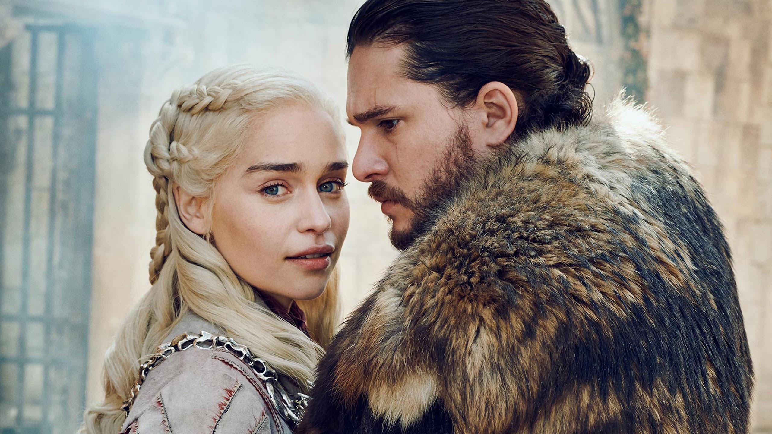 2560x1440 Daenerys Targaryen Jon Snow Game of Thrones Season 8 4K Wallpaper