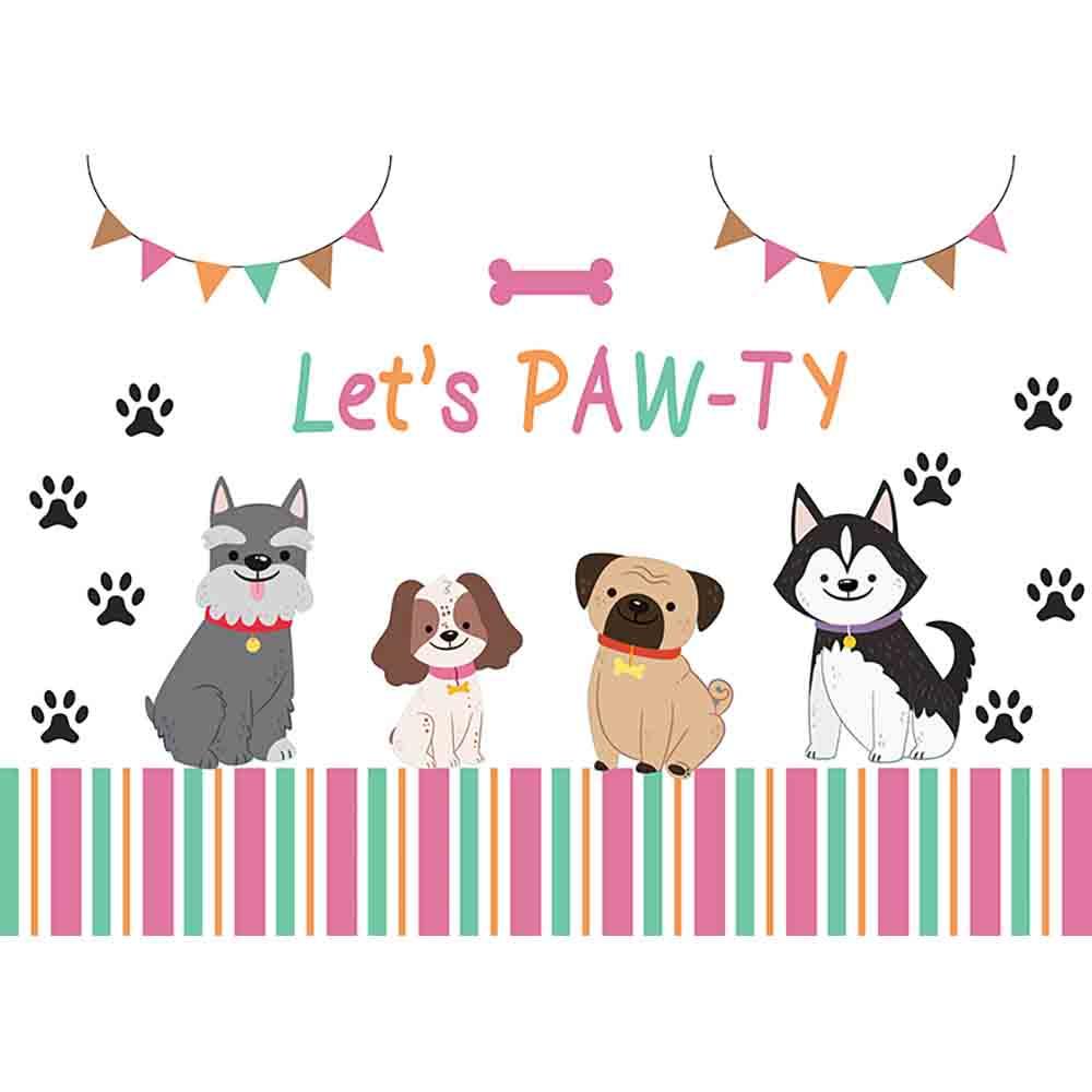 1000x1000 Allenjoy backdrop photophone vertical stripes dogs footprint cute cartoon pet colorful flags baby shower camera wallpaper. Background