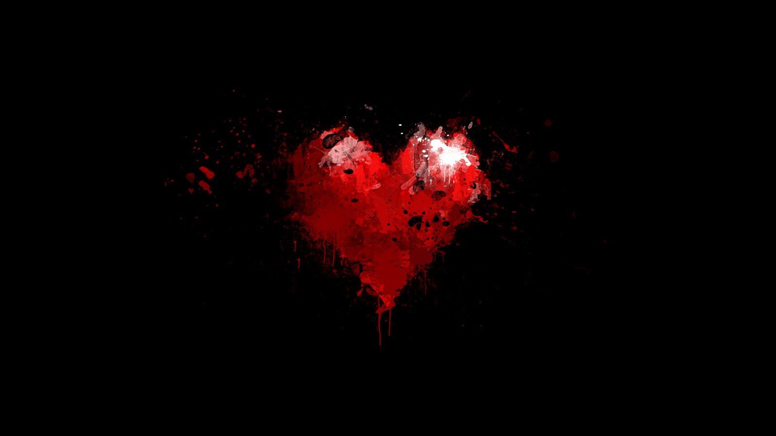 1600x900 Red Heart Black Background