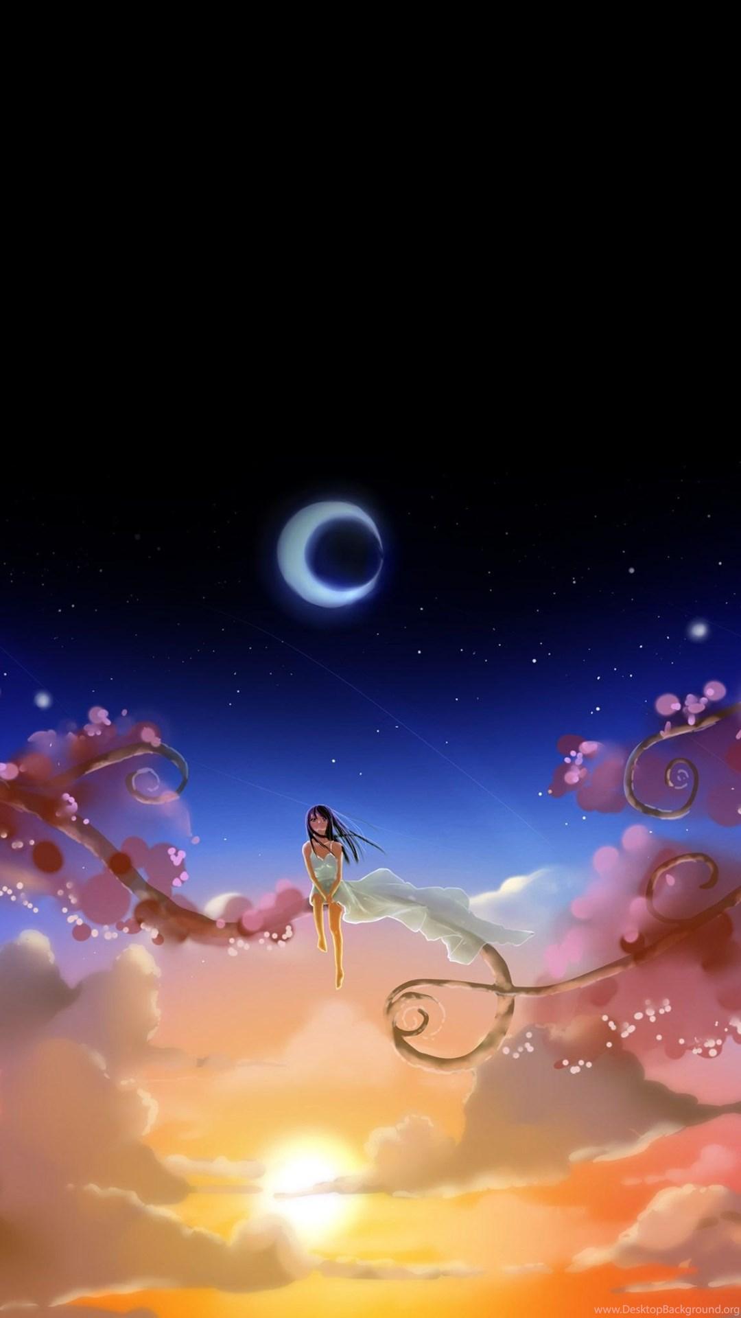 1080x1920 Anime Girl Dream Moon iPad Air Wallpaper Download Desktop Background