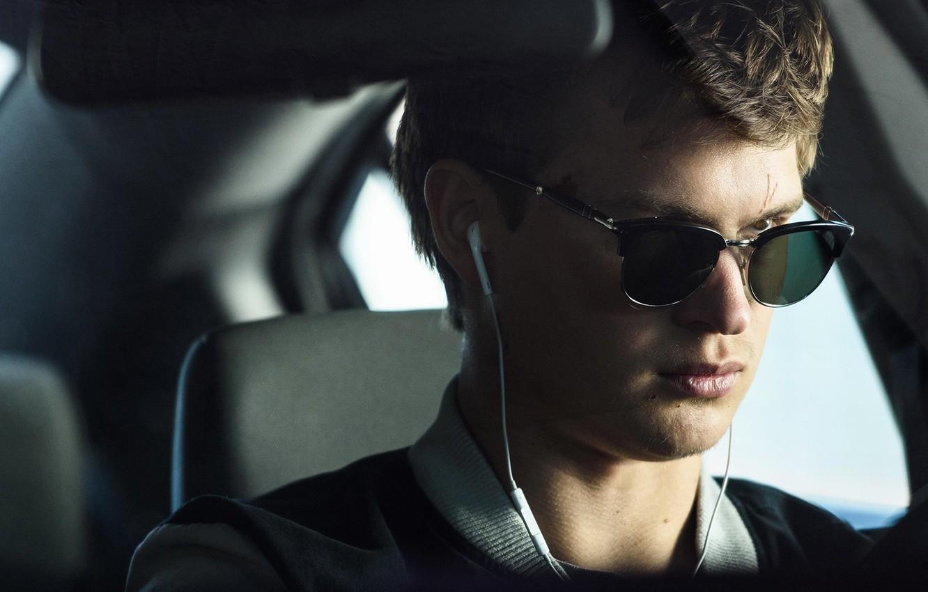 1332x850 Wallpaper auto, glasses, guy, Ansel Elgort, Baby Driver, Baby on the drive image for desktop, section фильмы